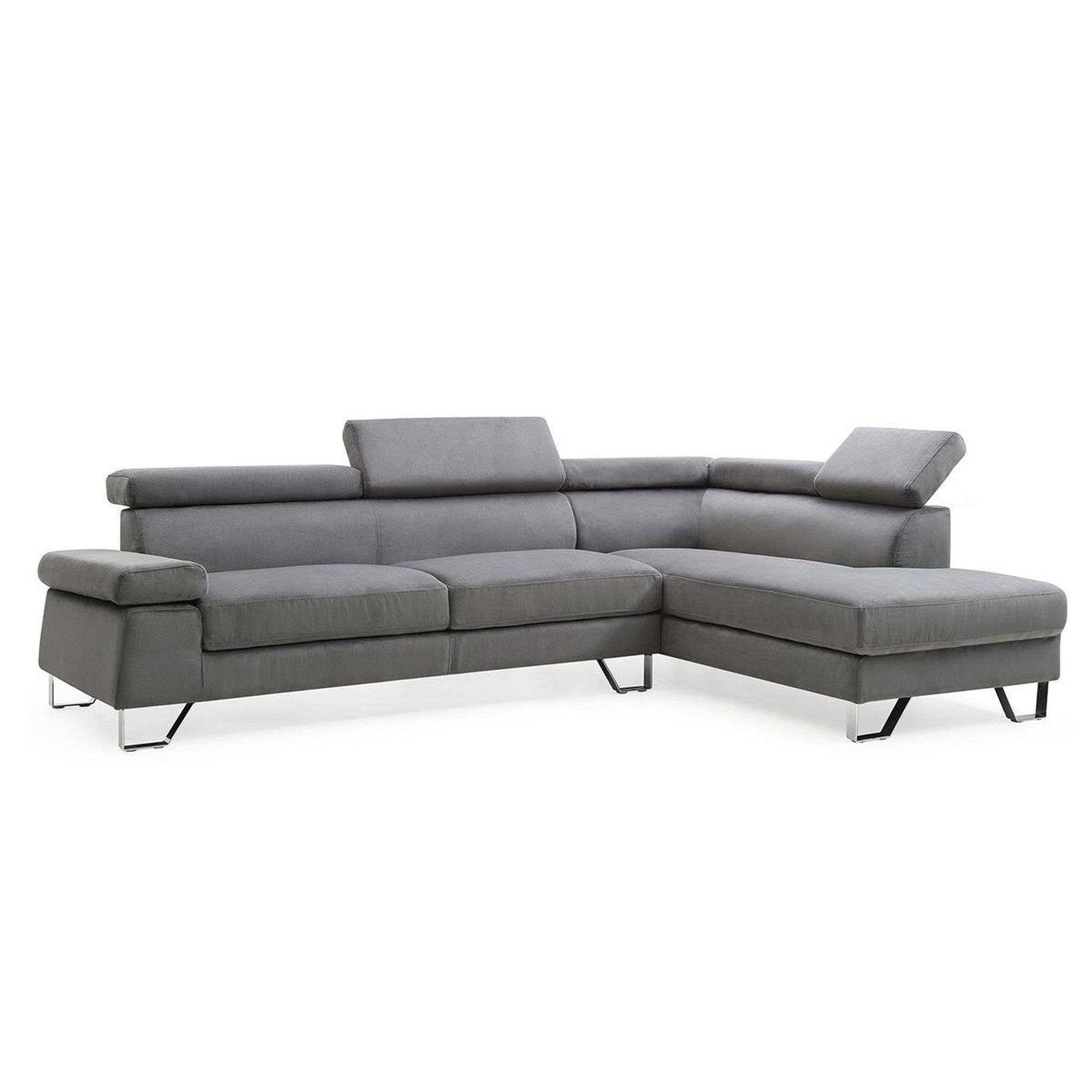 Paris Prix Canapé d'angle droit en velours  xumi  260cm gris