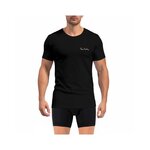 PIERRE CARDIN T-shirt homme en col rond avec broderie signature sur la poitrine. Coloris disponibles : Noir