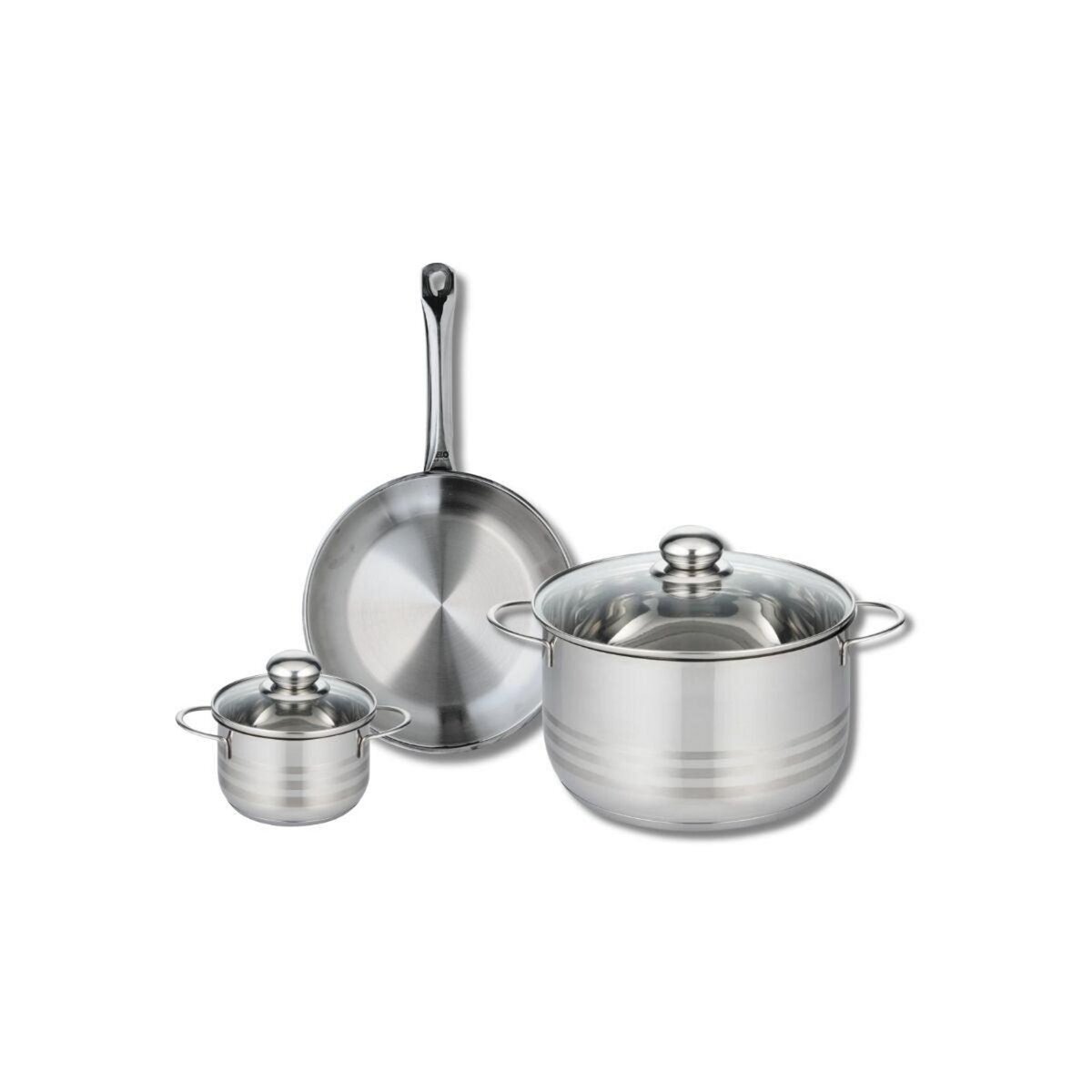 ELO Ensemble de 1 Poêle de cuisson 24 cm et 2 faitouts 12 et 24 cm Elo Profi Brillant