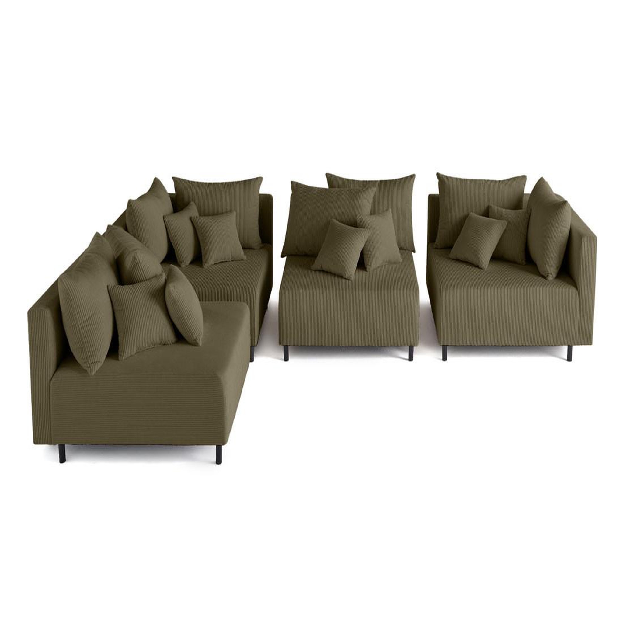 Voir la diapositive 6 : LISA DESIGN Edinburg - canapé modulable d'angle réversible 4 places - en velours côtelé