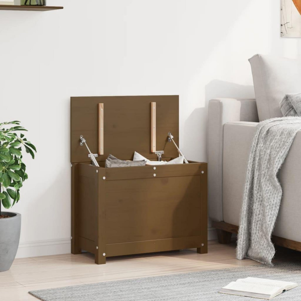 VIDAXL Boîte de rangement Marron miel 60x32x45,5 cm Bois massif de pin