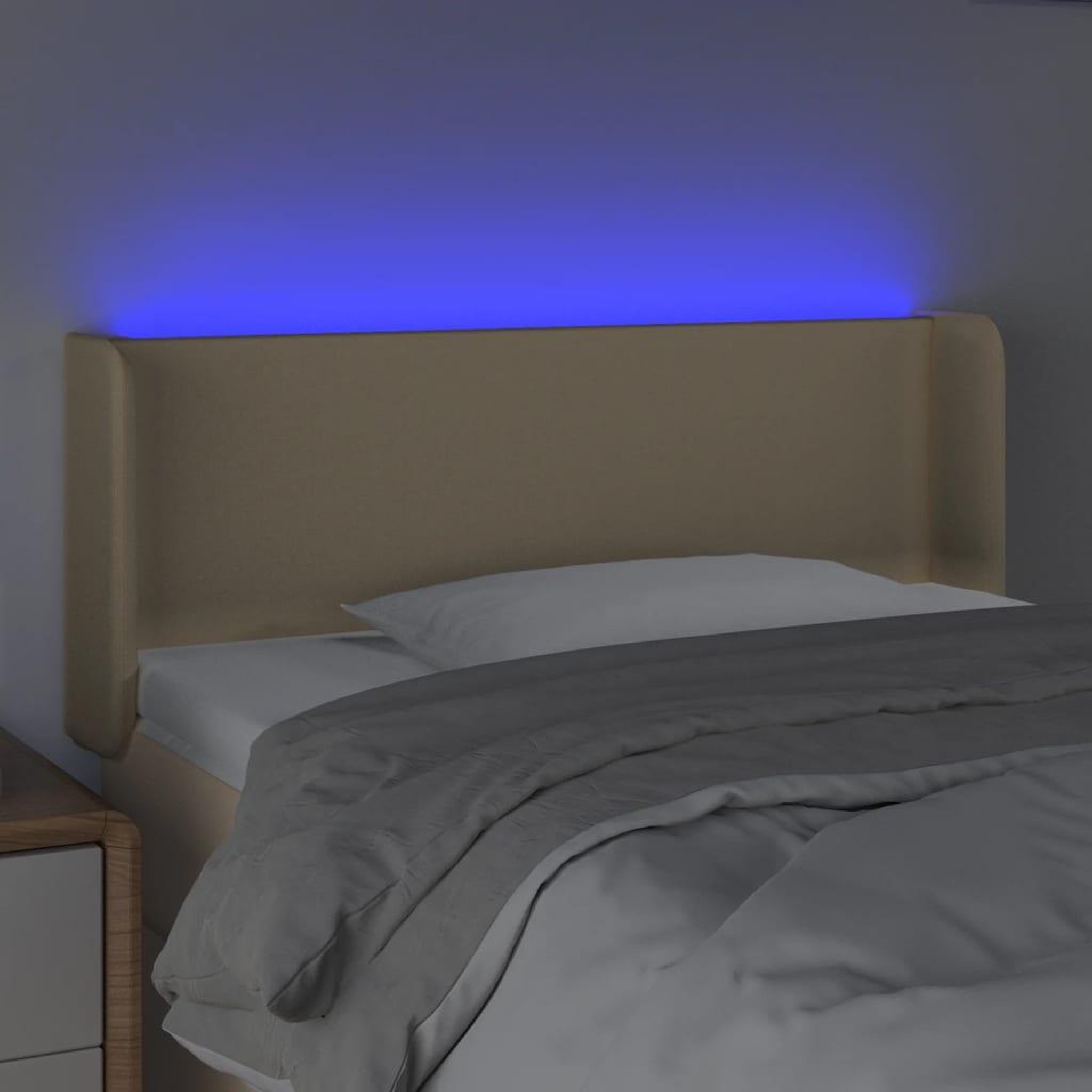 Voir la diapositive 4 : VIDAXL Tete de lit a LED Creme 83x16x78/88 cm Tissu