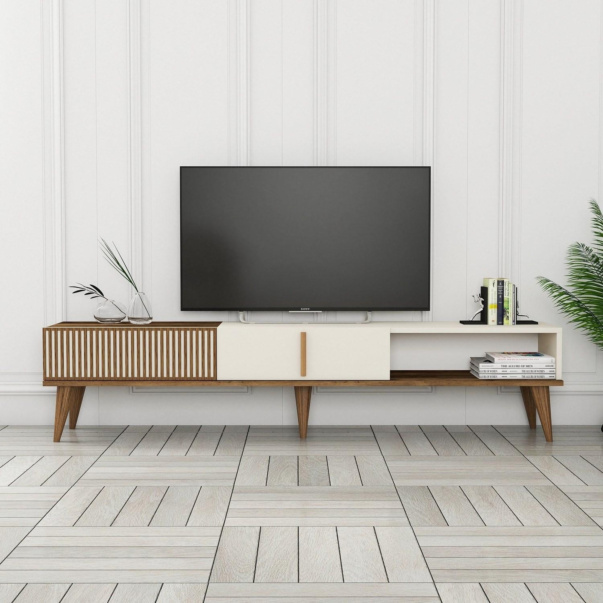 Voir la diapositive 2 : Habitat et Jardin Meuble tv en bois  milan  - 180 x 35 x 40 cm - crème de noix