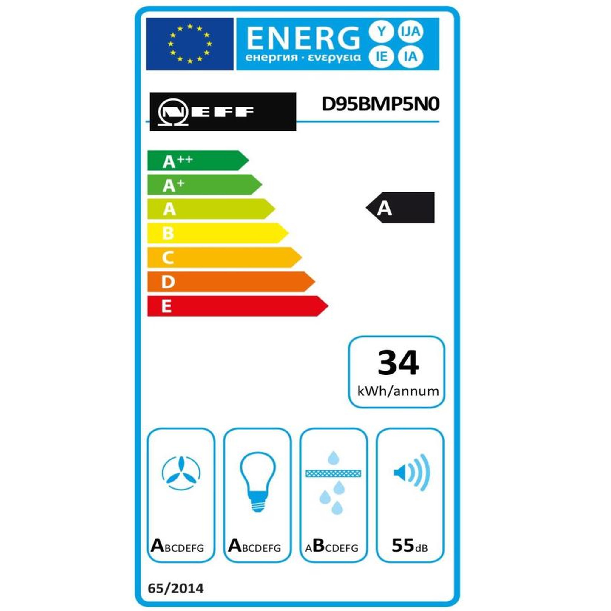 Voir la diapositive 2 : Neff Hotte décorative murale 90cm 55db 427m3/h inox - d95bmp5n0