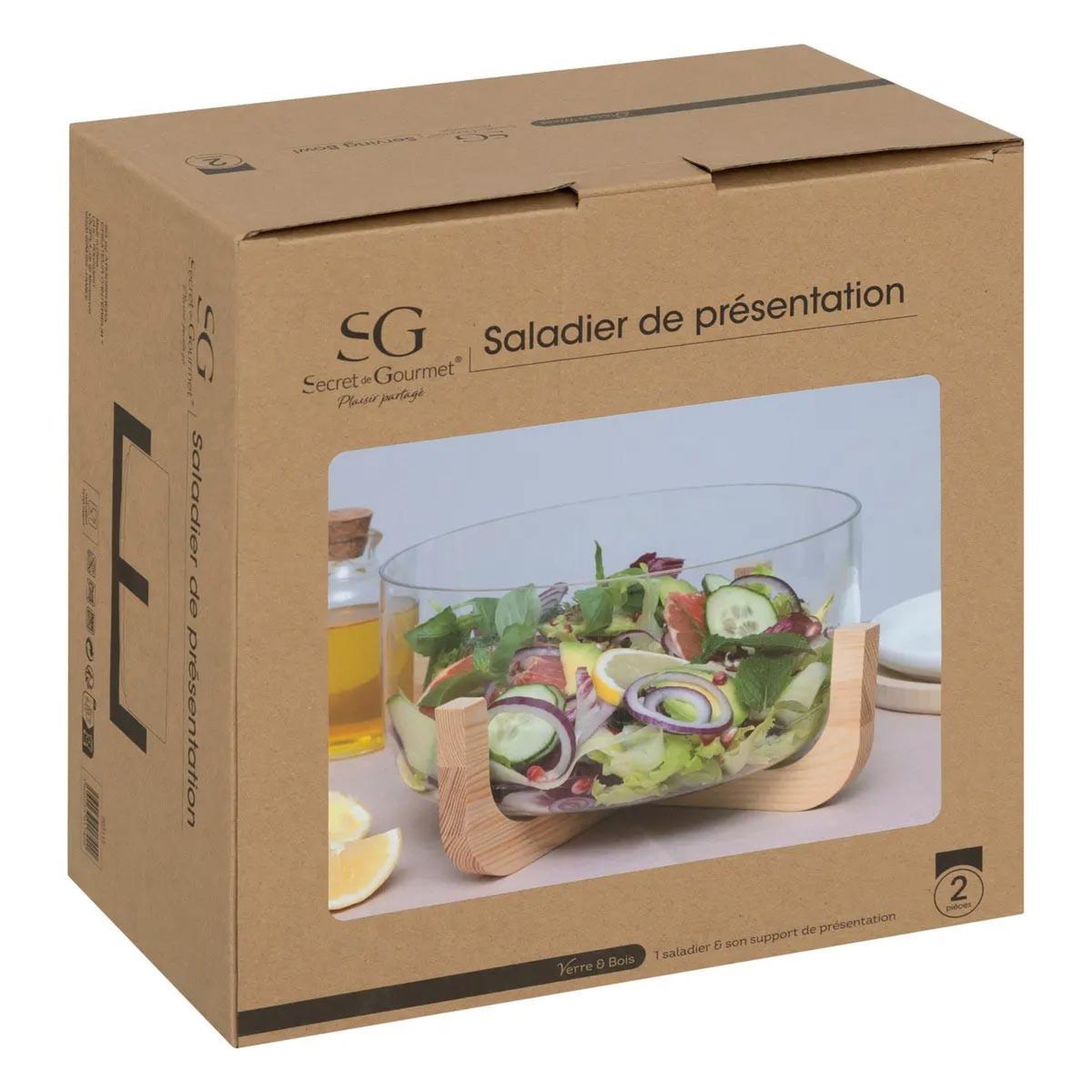 Voir la diapositive 4 : SECRET DE GOURMET Saladier rond en verre  arha  28cm transparent