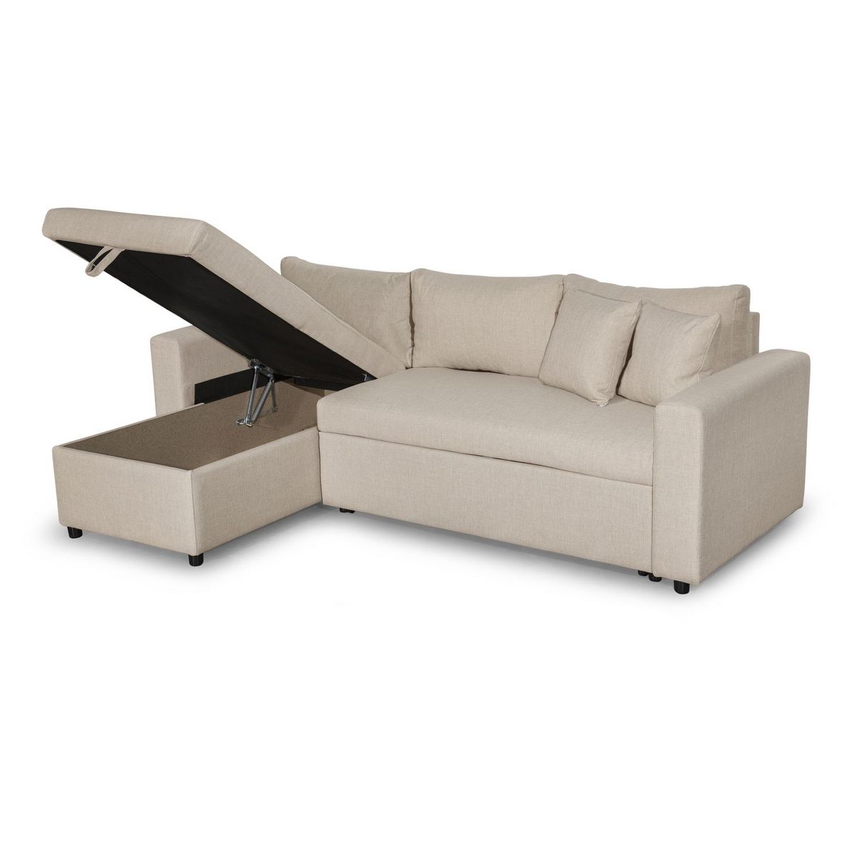 Canapé d'angle réversible convertible avec coffre en tissu ou velours GERALDINE 