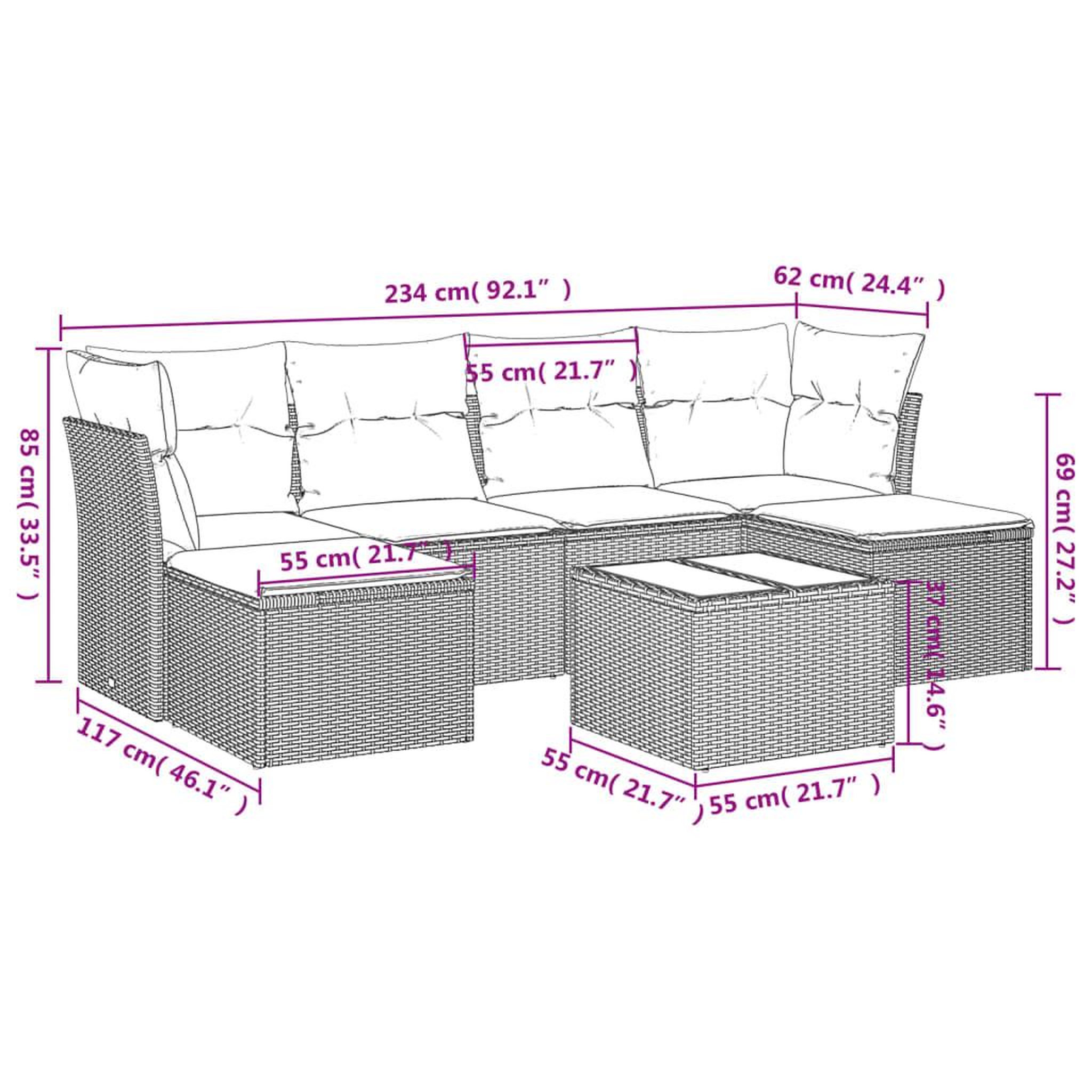 Voir la diapositive 3 : VIDAXL Salon de jardin 7 pcs avec coussins noir resine tressee