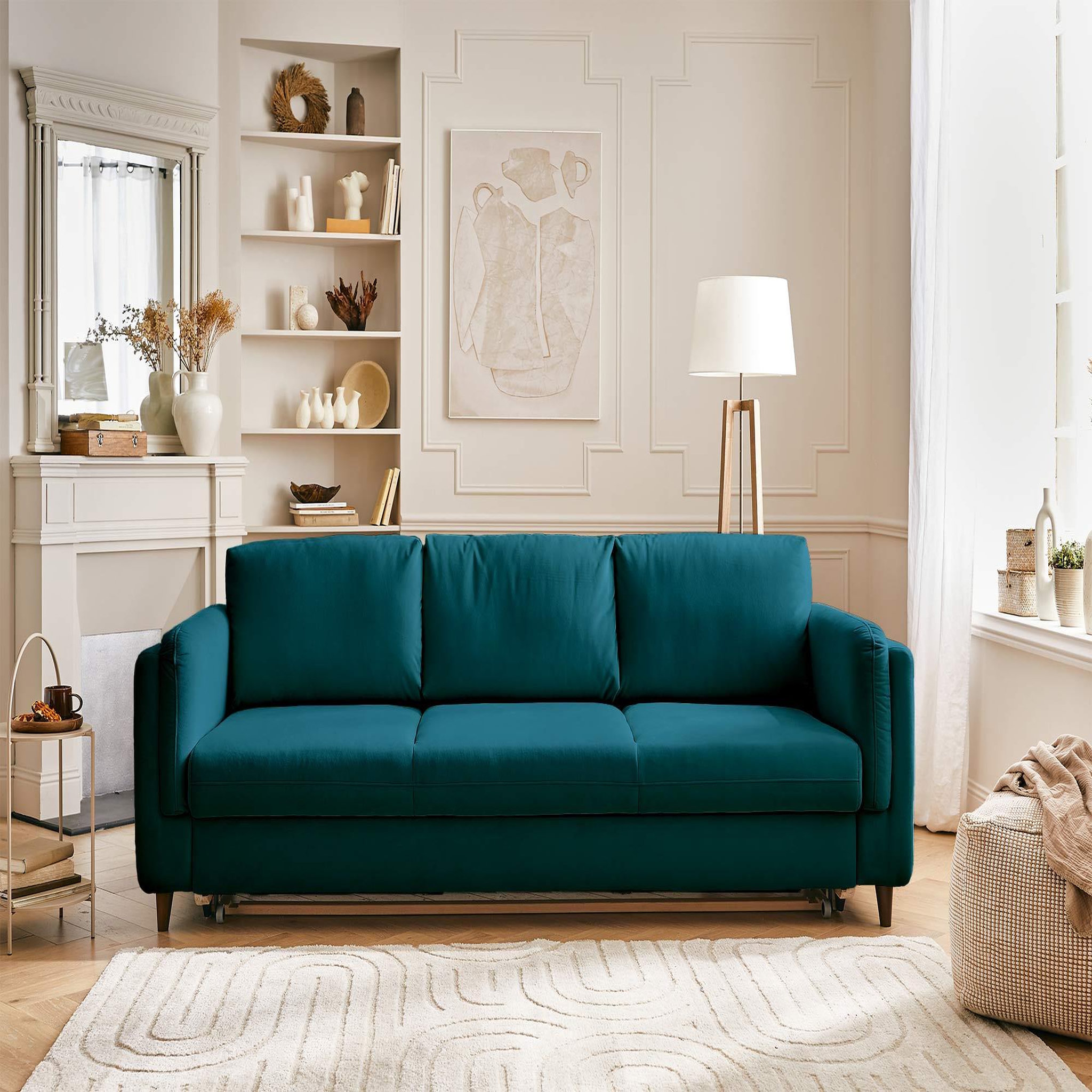 Voir la diapositive 5 : BEST MOBILIER Brooke - canapé 3 places - convertible - en velours