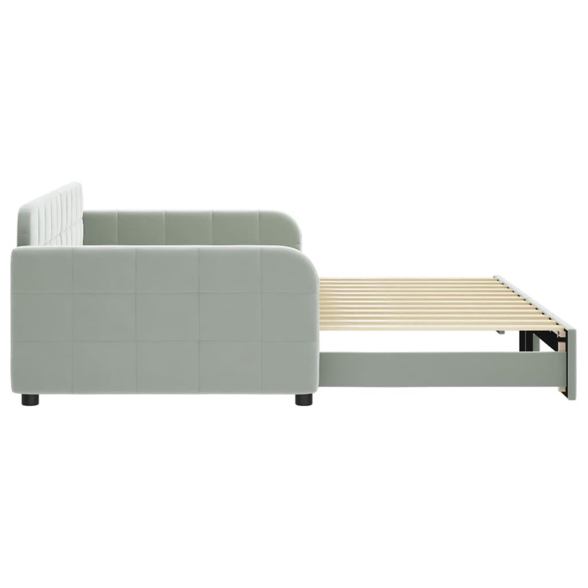 Voir la diapositive 4 : VIDAXL Lit de jour avec gigogne sans matelas gris clair 100x200 cm