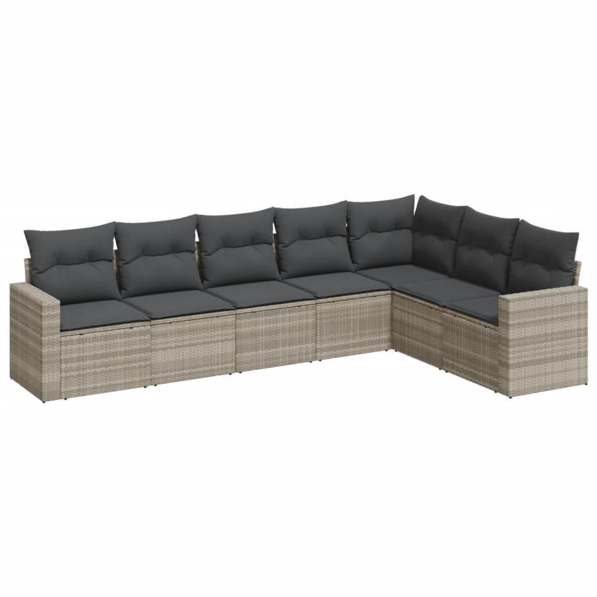 VIDAXL Salon de jardin avec coussins 7 pcs gris clair resine tressee