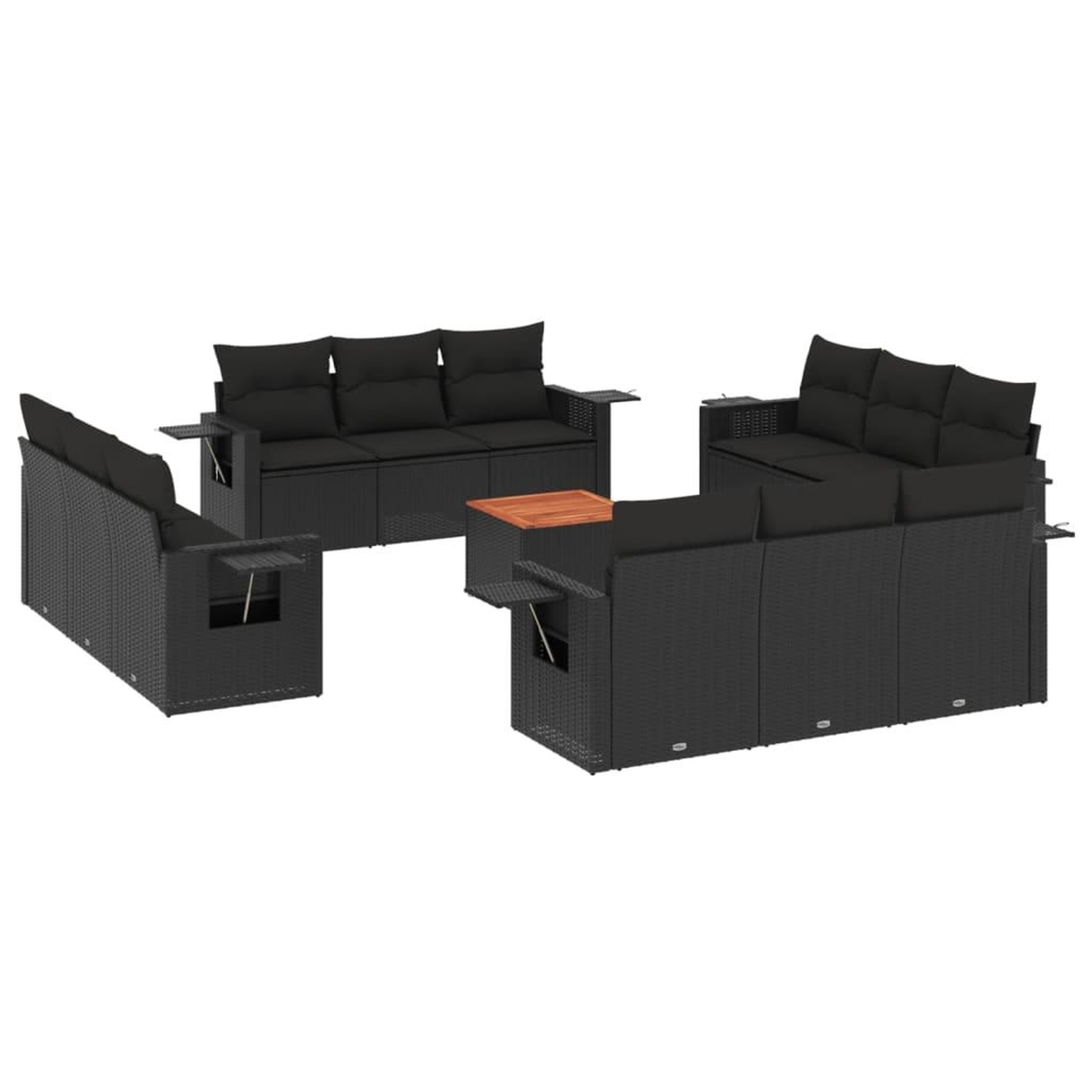 Voir la diapositive 2 : VIDAXL Salon de jardin avec coussins 13 pcs noir resine tressee