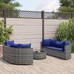 VIDAXL Salon de jardin avec coussins 7 pcs gris resine tressee