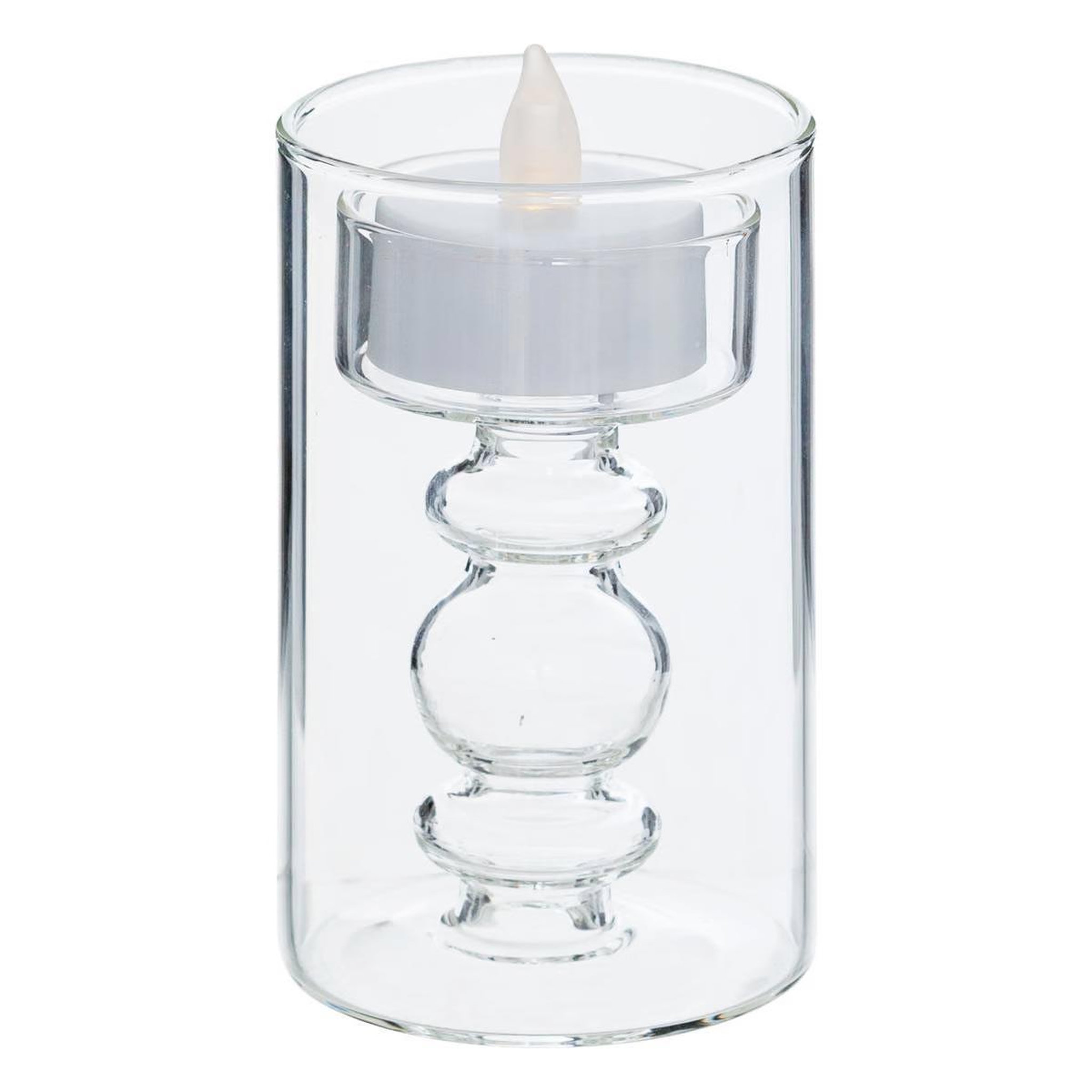 Voir la diapositive 4 : ATMOSPHERA Lot de 3 bougies led en verre  lena  19cm transparent