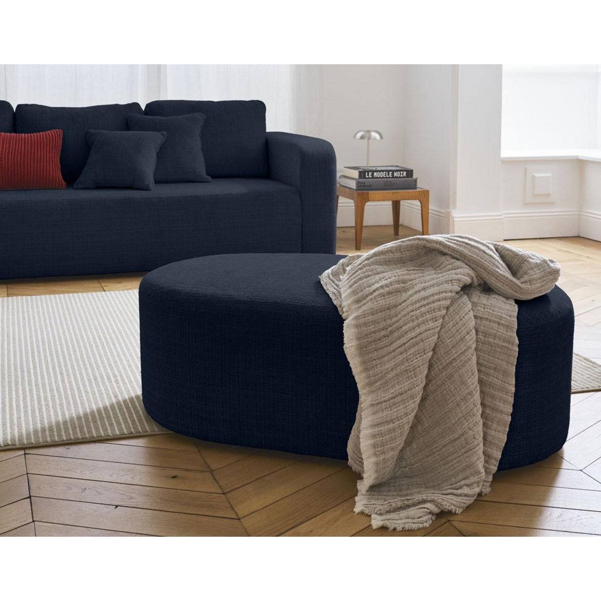 BEST MOBILIER Miro - pouf en velours texturé