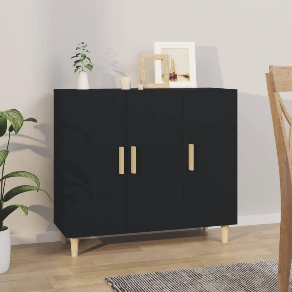 VIDAXL Buffet noir 90x34x80 cm bois d'ingenierie