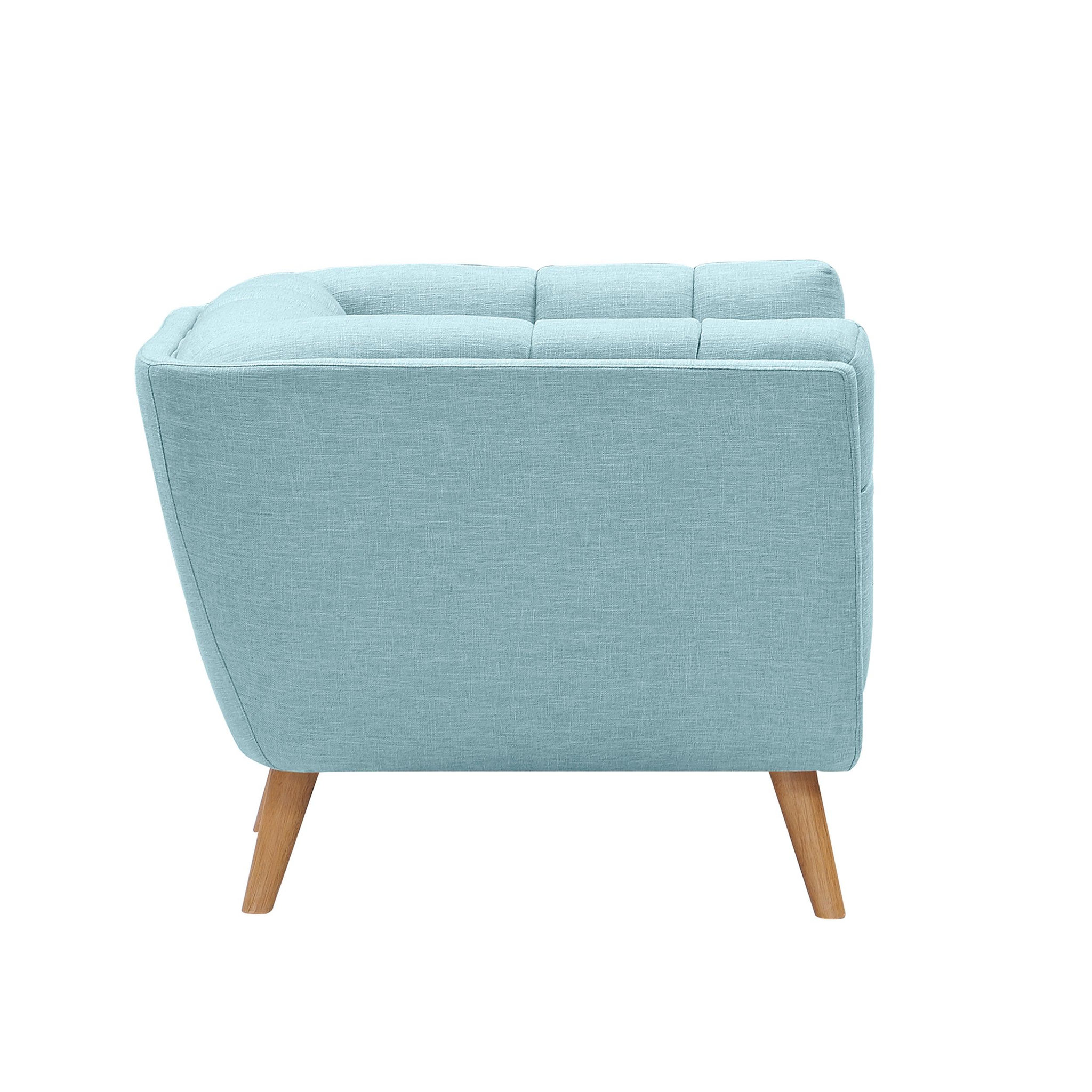 Voir la diapositive 2 : MAISON PAVANE Fauteuil capitonné en tissu bleu clair-Carmen