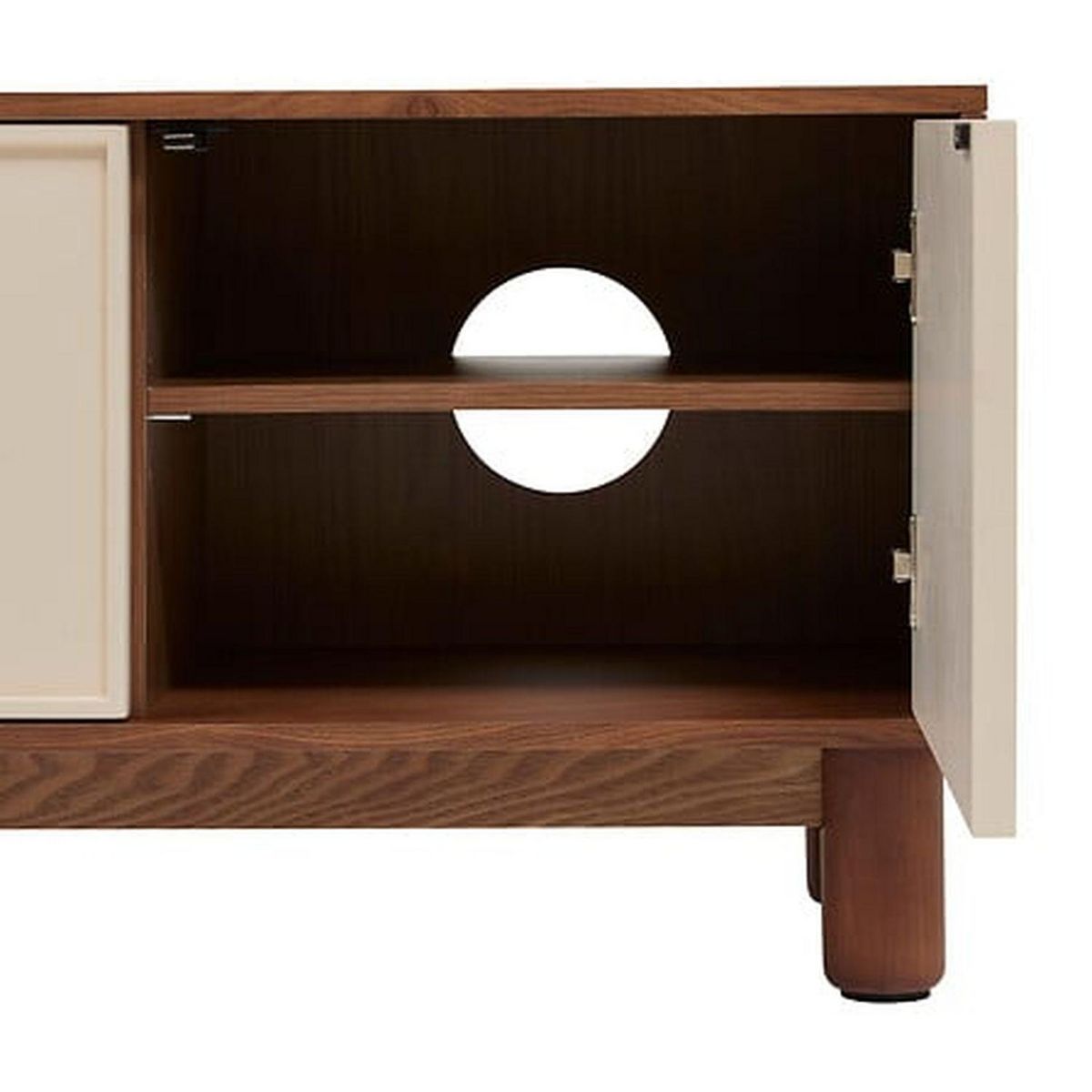 ATMOSPHERA Meuble TV 2 portes et 1 tiroir design en relief JILANI - Marron et beige