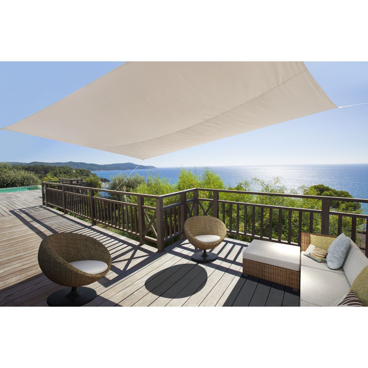 IDEANATURE Voile d'ombrage rectangulaire - Blanc - 3x4m