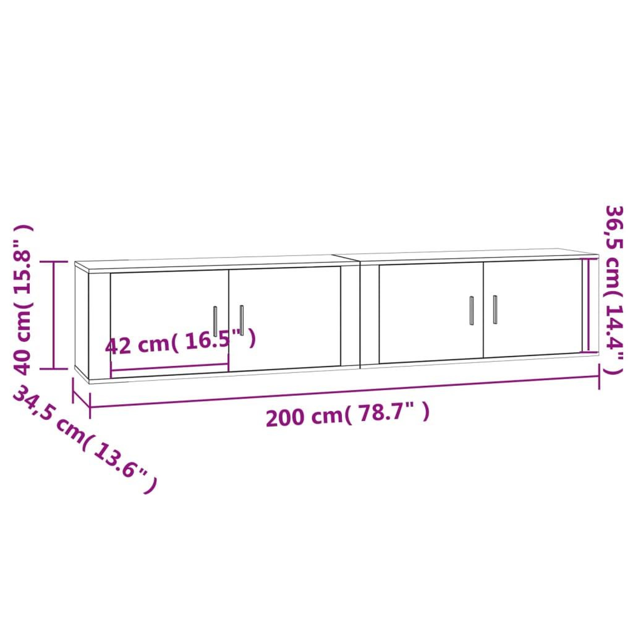 Voir la diapositive 6 : VIDAXL Meubles TV muraux 2 pcs blanc brillant 100x34,5x40 cm