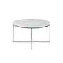 TOILINUX Table basse ronde effet marbre en verre et métal - L.80 cm x H. 45 cm - Blanc