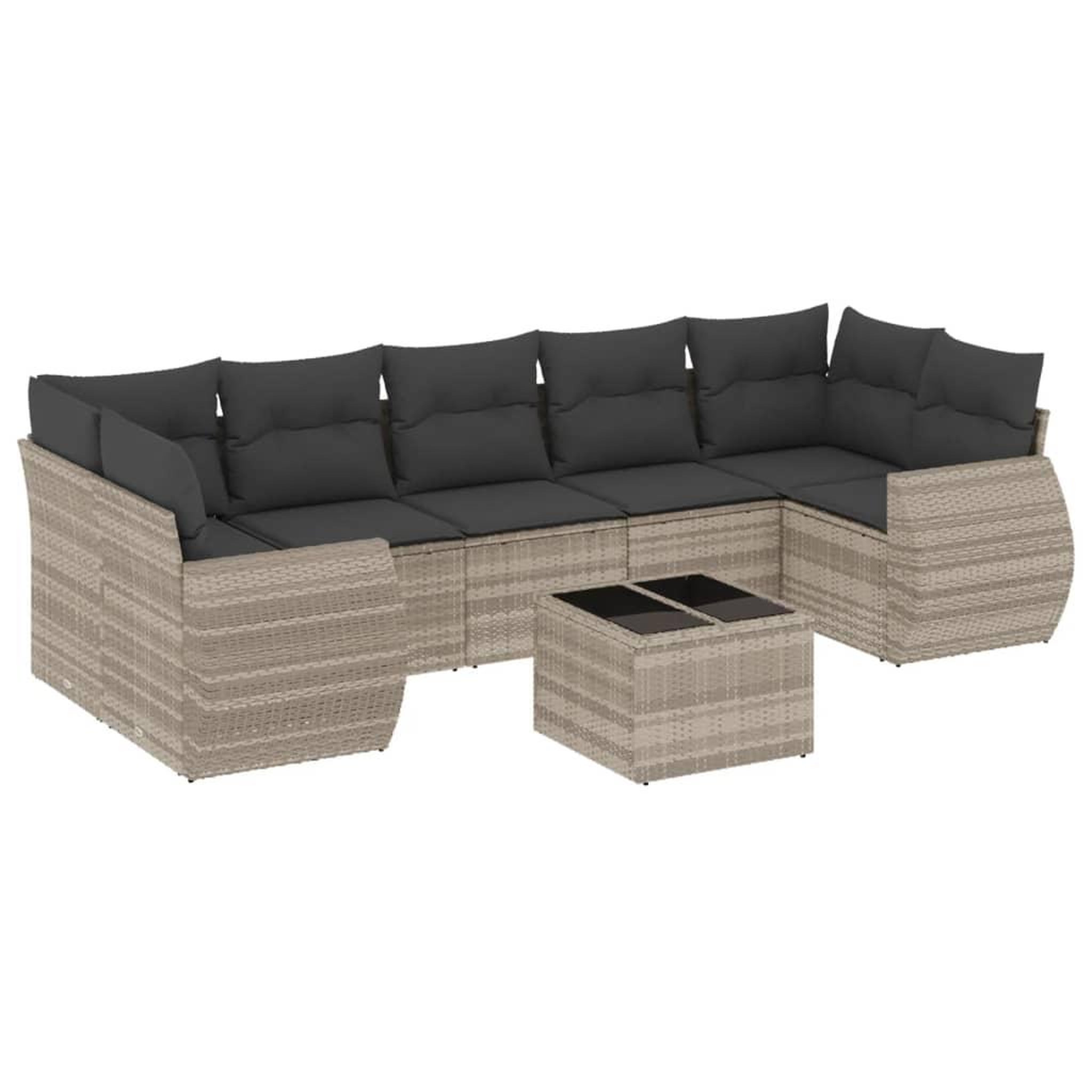 Voir la diapositive 2 : VIDAXL Salon de jardin 8 pcs avec coussins gris clair resine tressee