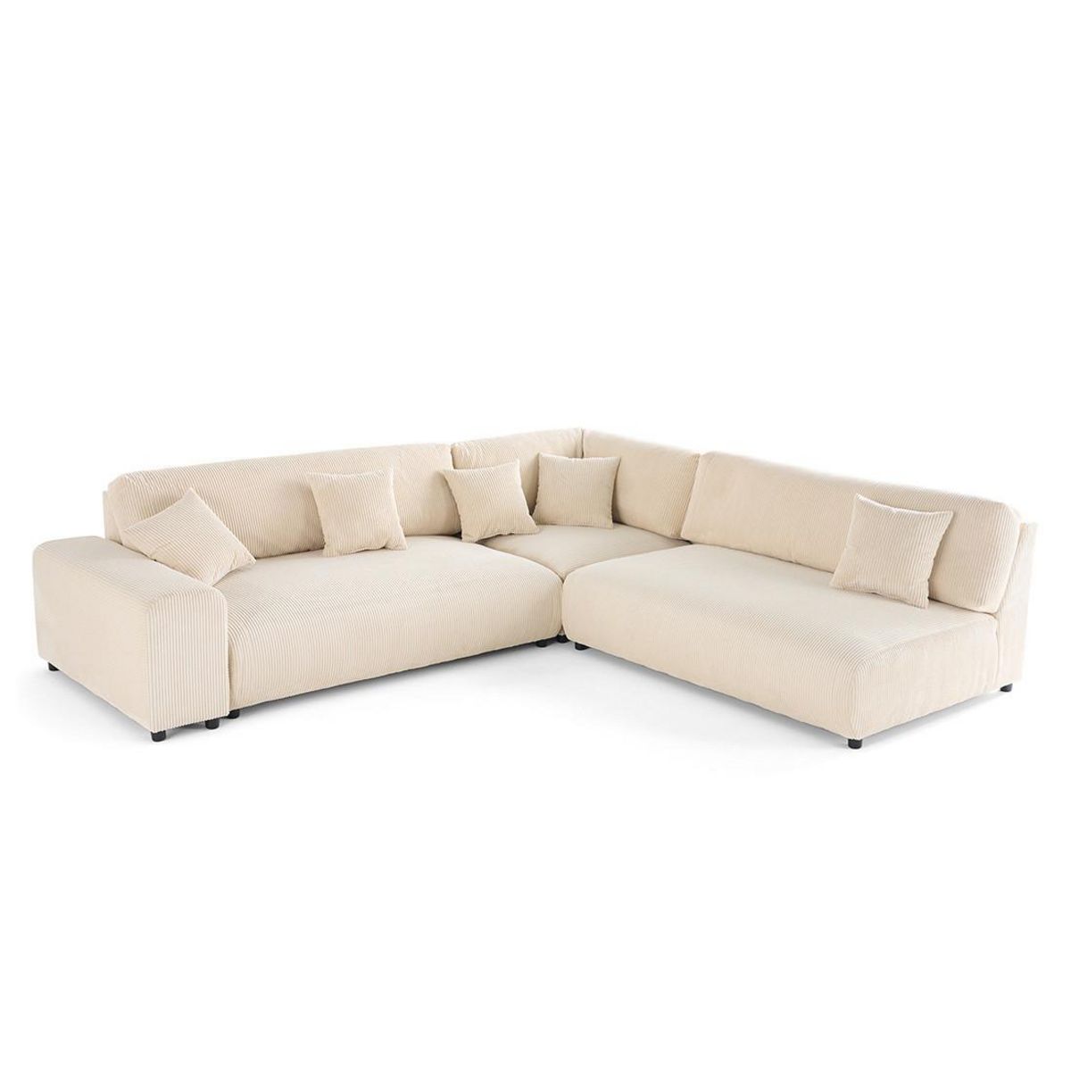 LISA DESIGN Garance - canapé modulable d'angle droit - 6 places - en velours côtelé