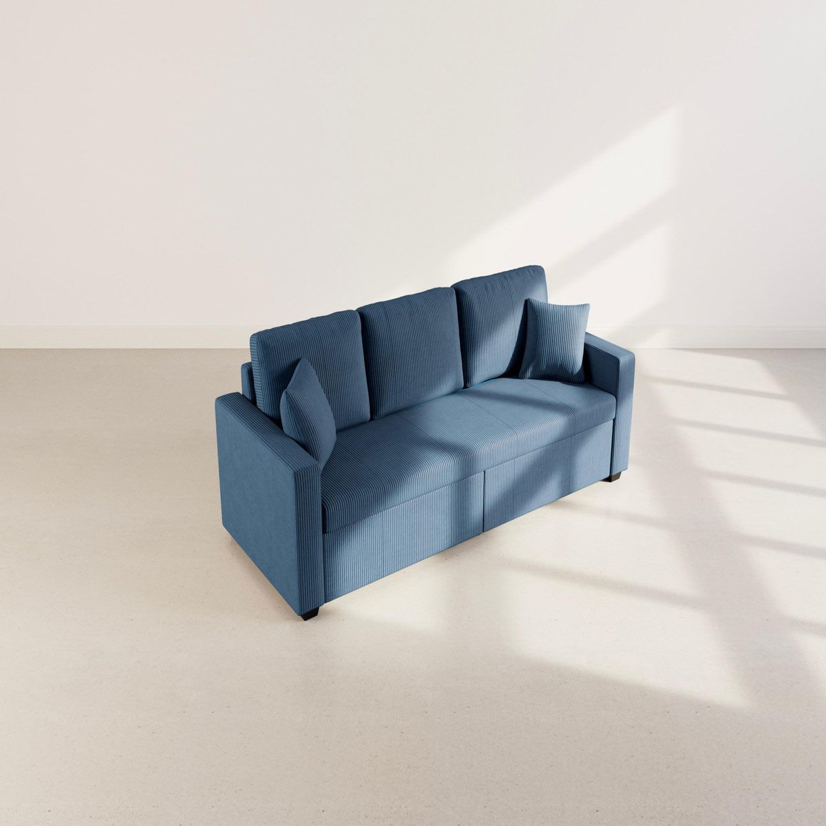 BEST MOBILIER Cyrus - canapé droit 3 places convertible en velours côtelé