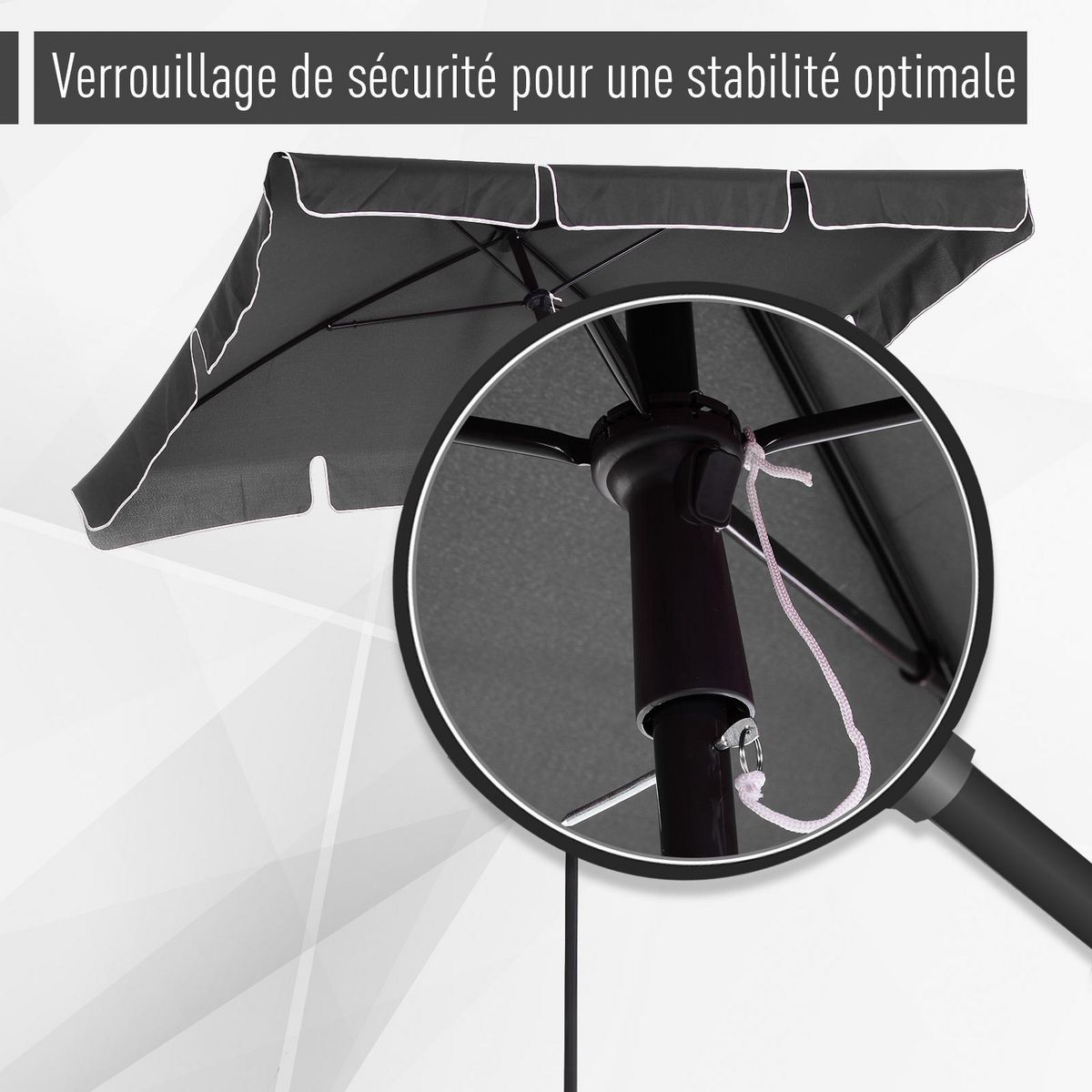 OUTSUNNY Parasol rectangulaire inclinable alu acier polyester haute densité diamètre 2 m gris