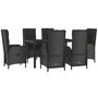 Voir la diapositive 3 : VIDAXL Ensemble a manger jardin et coussins 7 pcs Noir et gris Rotin
