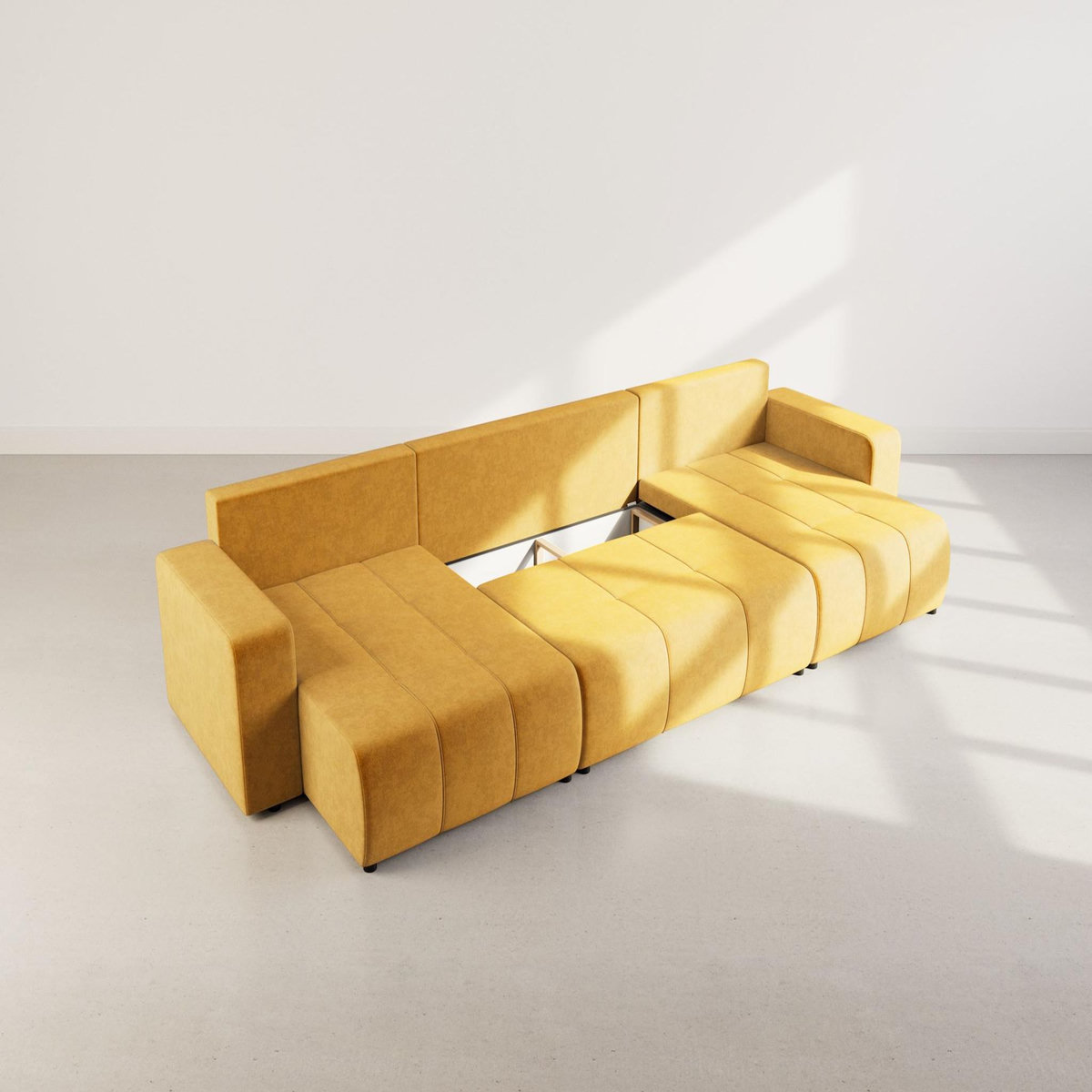 BEST MOBILIER Nicole - canapé panoramique en u 7 places convertible avec coffre en tissu