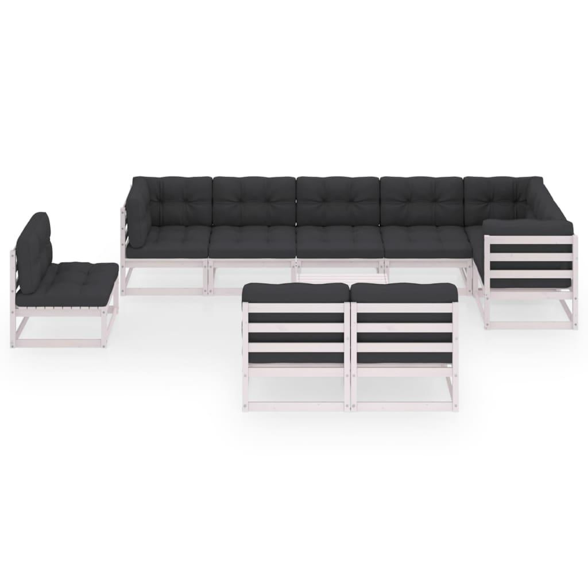 Voir la diapositive 3 : VIDAXL Salon de jardin 10 pcs avec coussins Bois de pin massif