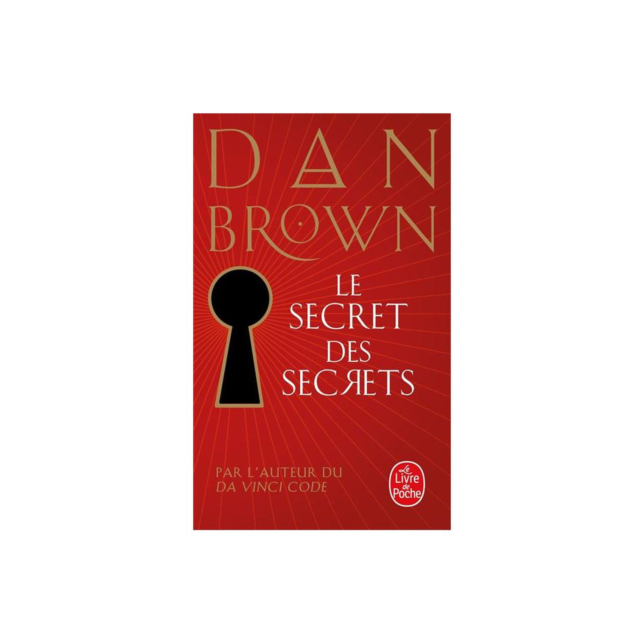 Le secret des secrets (livre de poche) de dan brown, édition française, couverture rouge à lettres dorées et icône de serrure