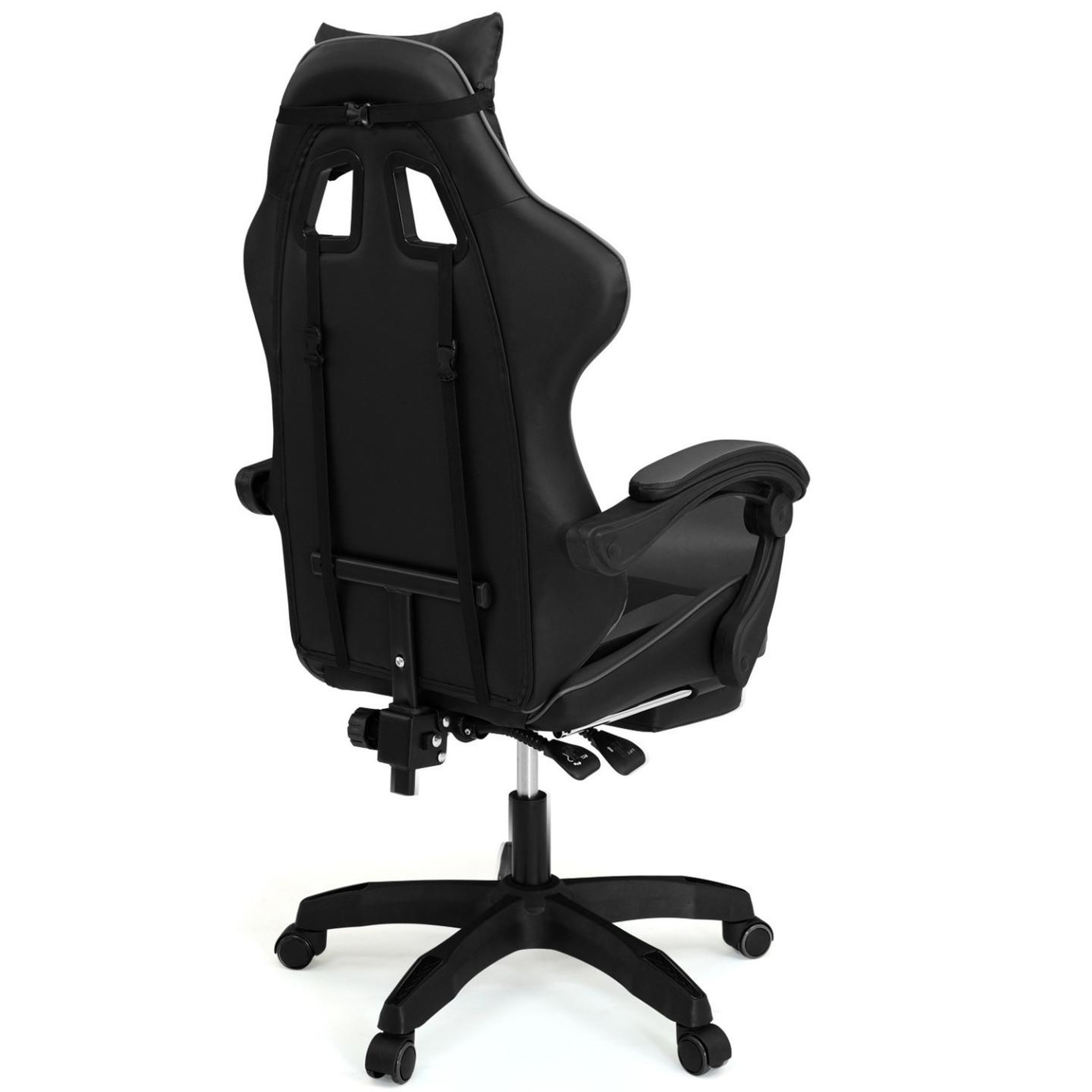 Voir la diapositive 6 : ID MARKET Fauteuil de gaming alex réglable avec repose-pied, coussin de tête et coussin lombaire noir et gris