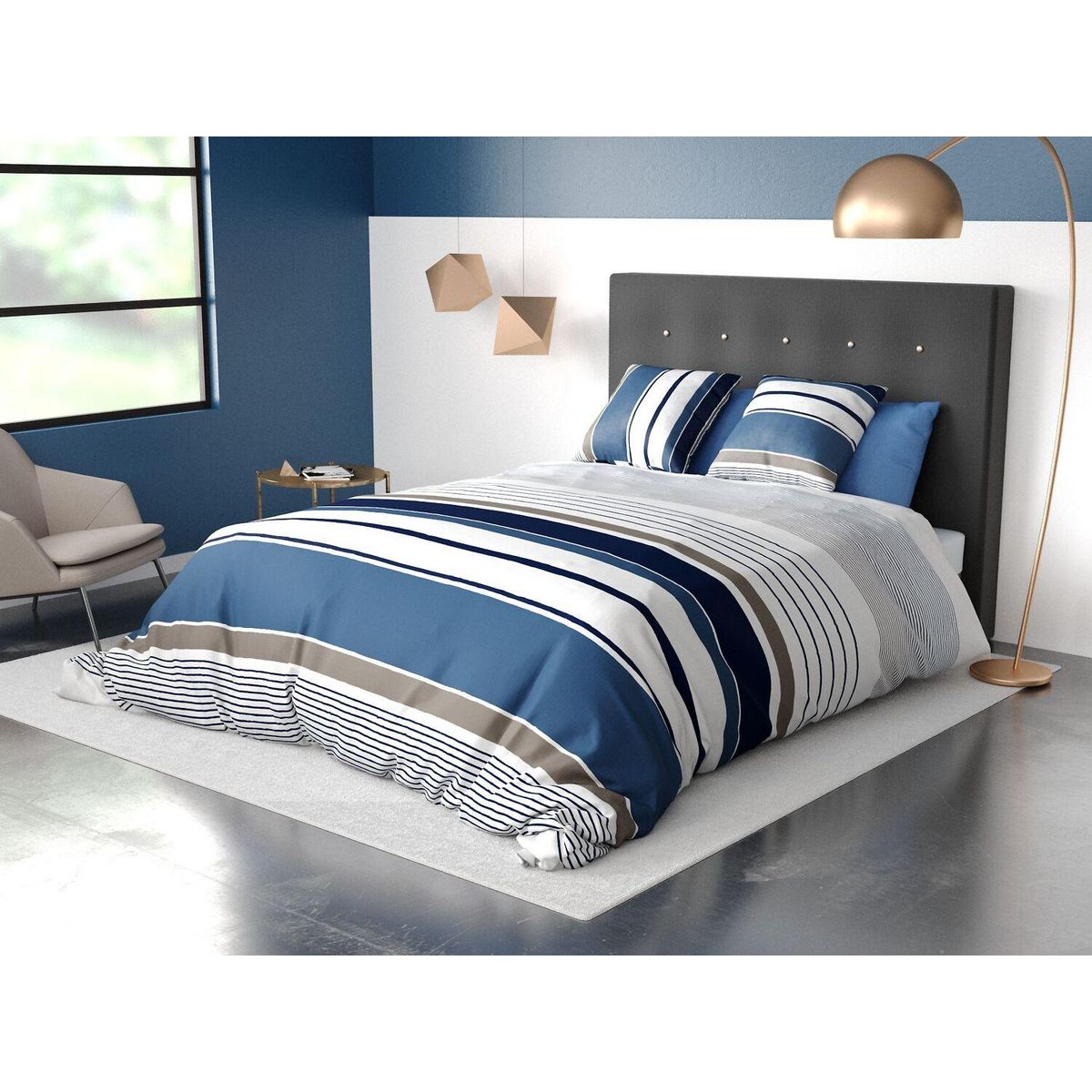 ATELIER DU COTON Parure housse de couette 100%coton 57fils belize