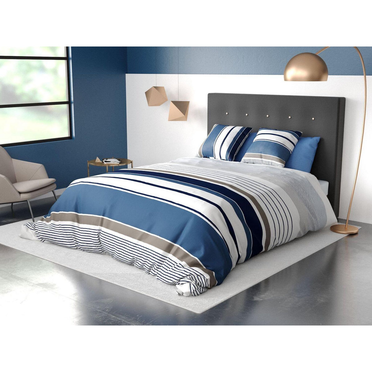 ATELIER DU COTON Parure housse de couette 100%coton 57fils belize