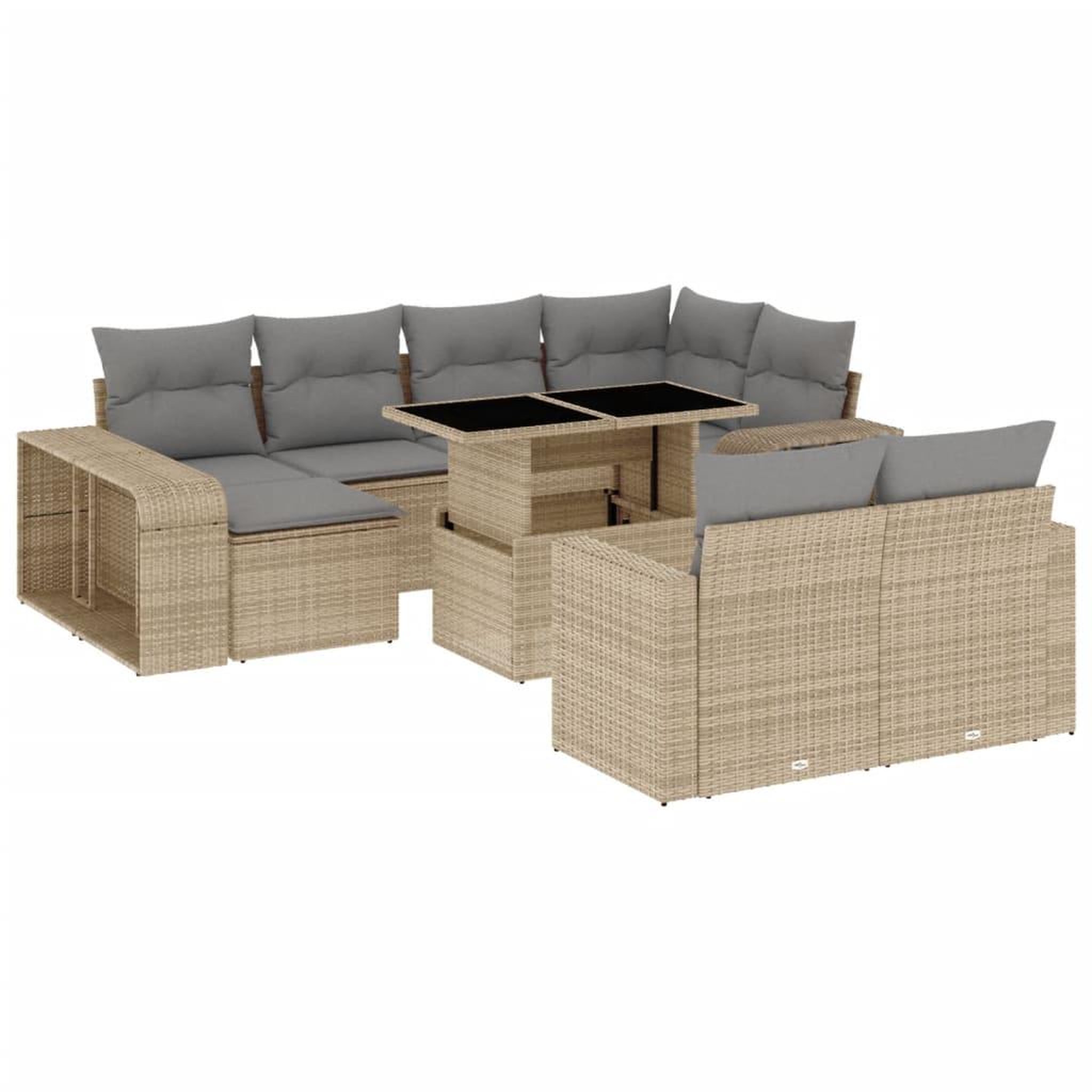 Voir la diapositive 2 : VIDAXL Salon de jardin 11 pcs avec coussins beige resine tressee