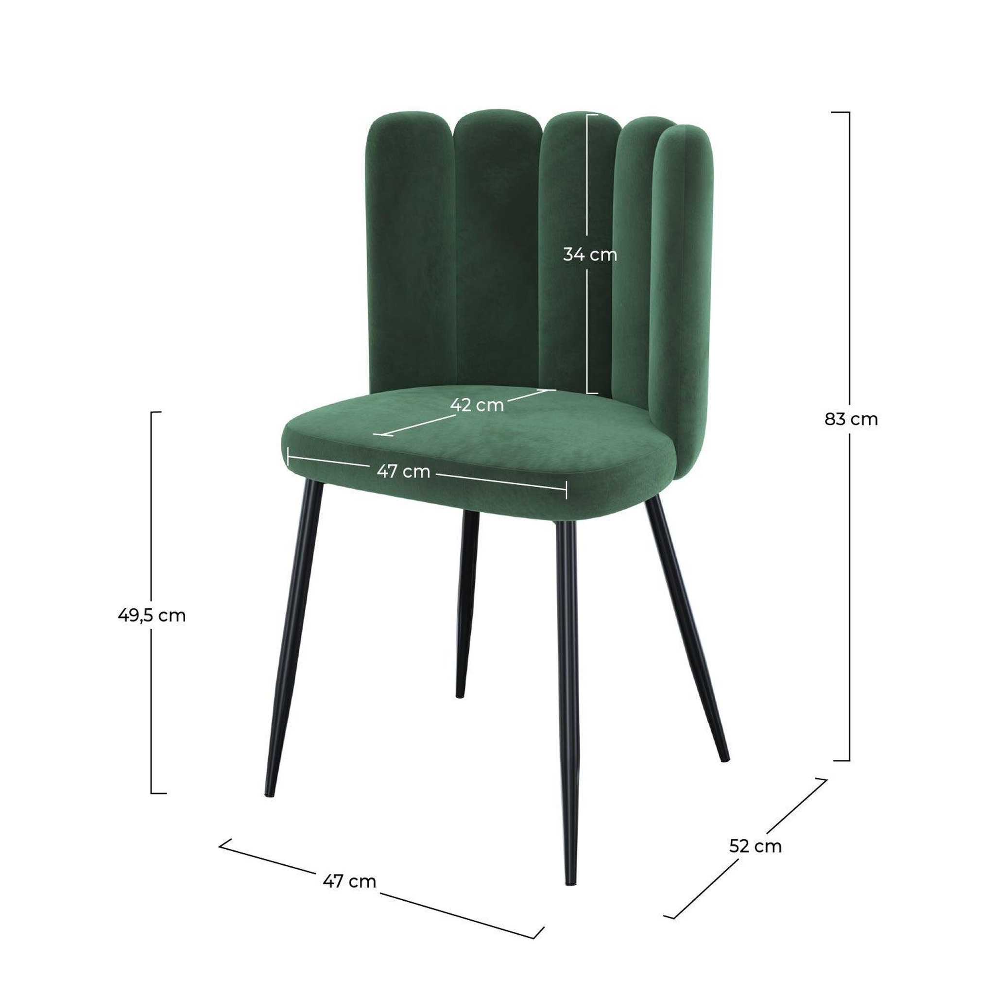 Voir la diapositive 4 : MAISON PAVANE Lot de 2 chaises en velours vert et pieds en métal-rosy
