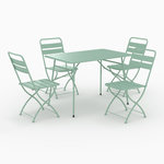Rendez vous déco Table et chaises de jardin pliantes 4 personnes en métal vert-Yumi
