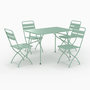 Voir la diapositive 1 : Rendez vous déco Table et chaises de jardin pliantes 4 personnes en métal vert-Yumi