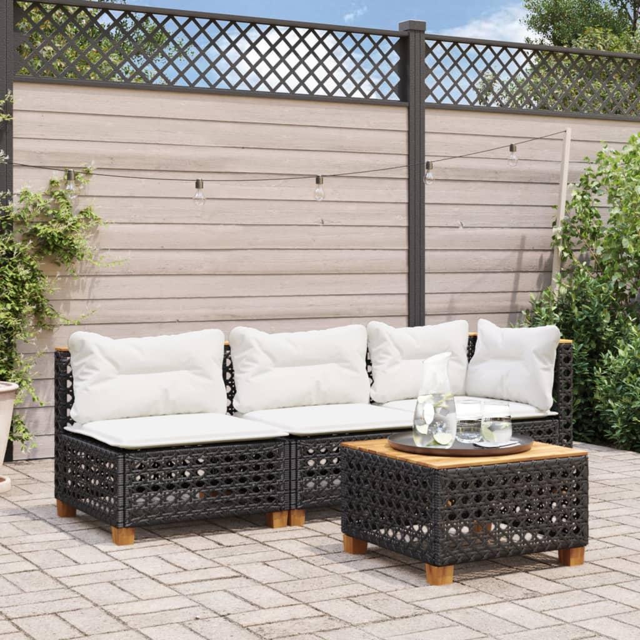 Voir la diapositive 3 : VIDAXL Canape d'angle de jardin avec coussins noir resine tressee