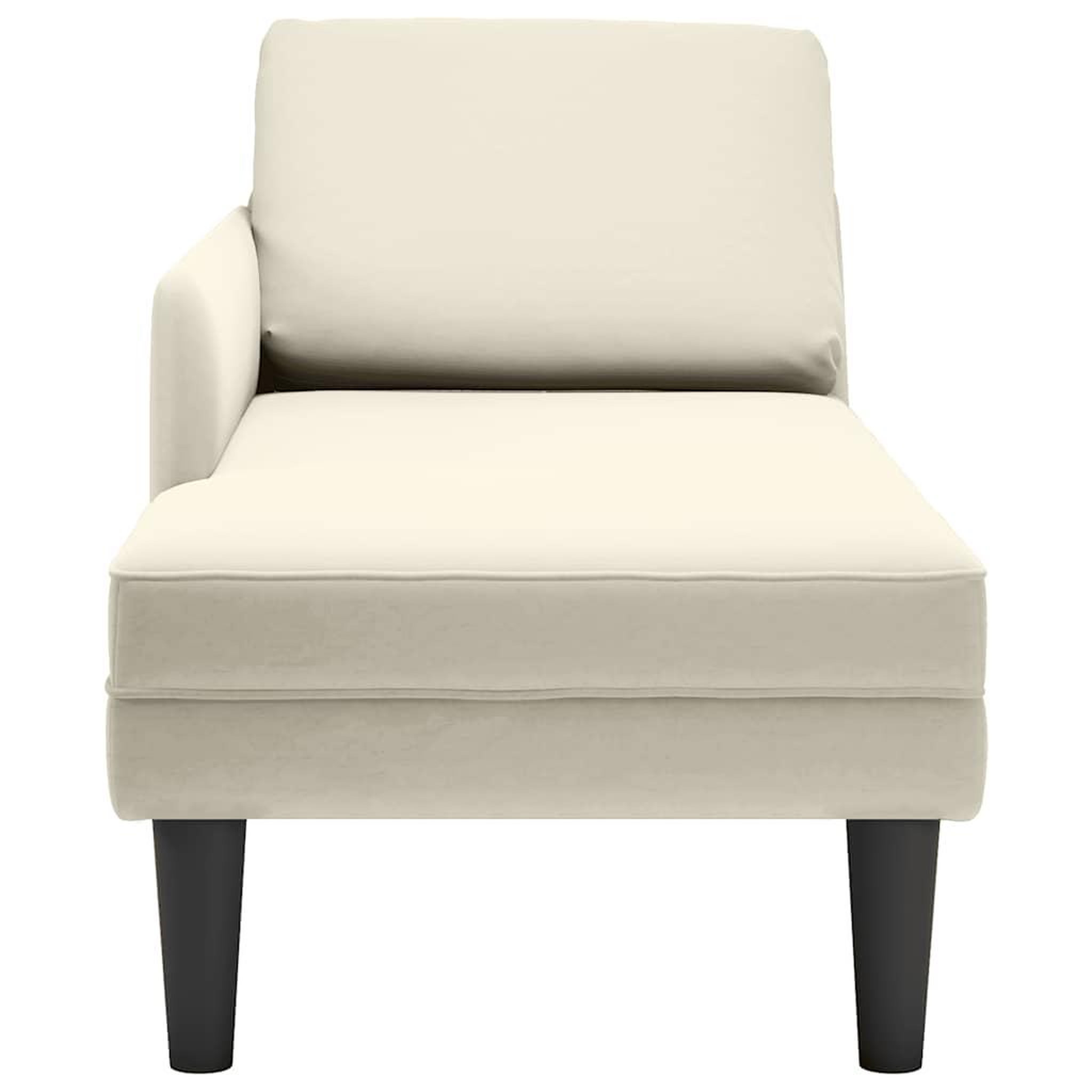 Voir la diapositive 4 : VIDAXL Fauteuil long avec coussin et accoudoir droit creme velours