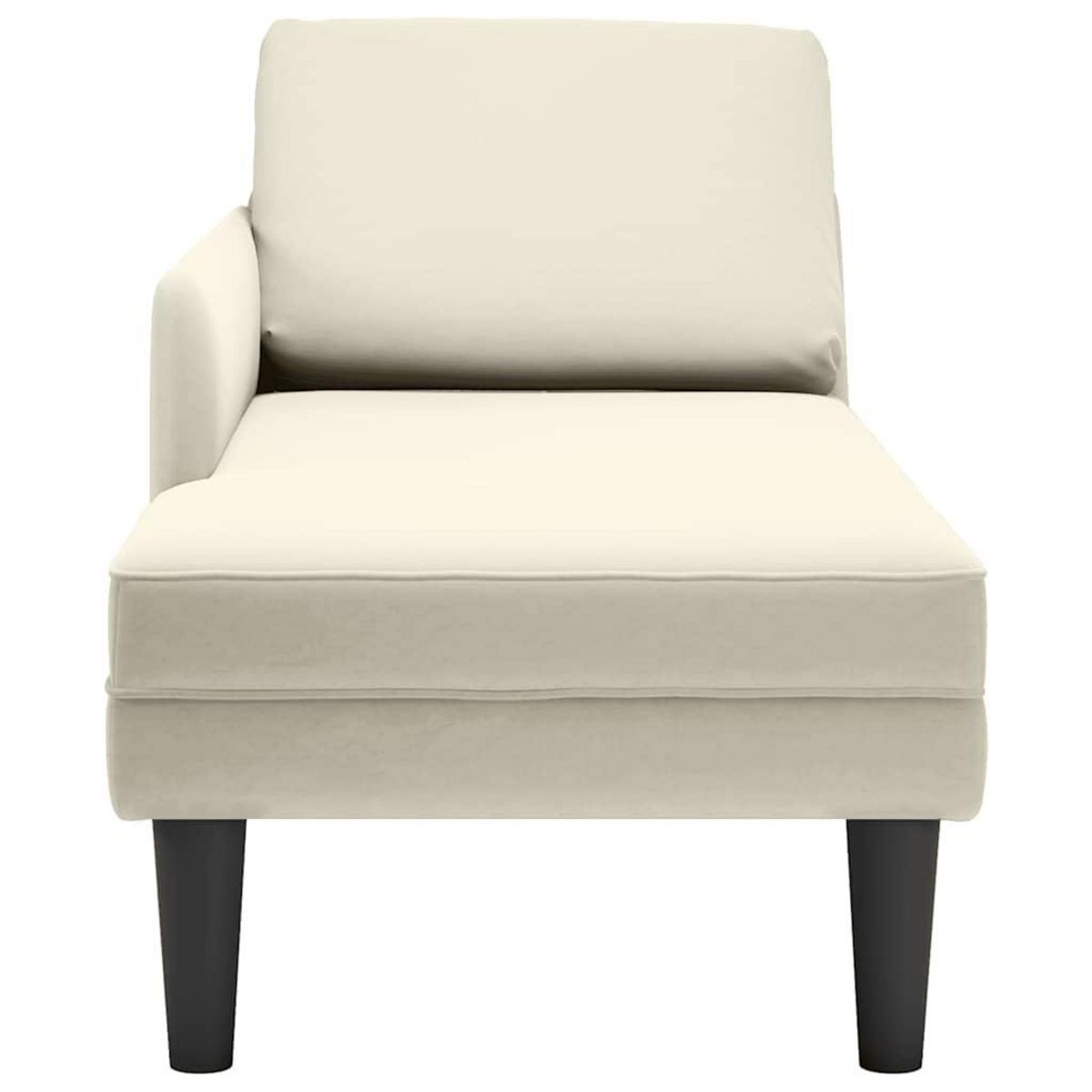 VIDAXL Fauteuil long avec coussin et accoudoir droit creme velours
