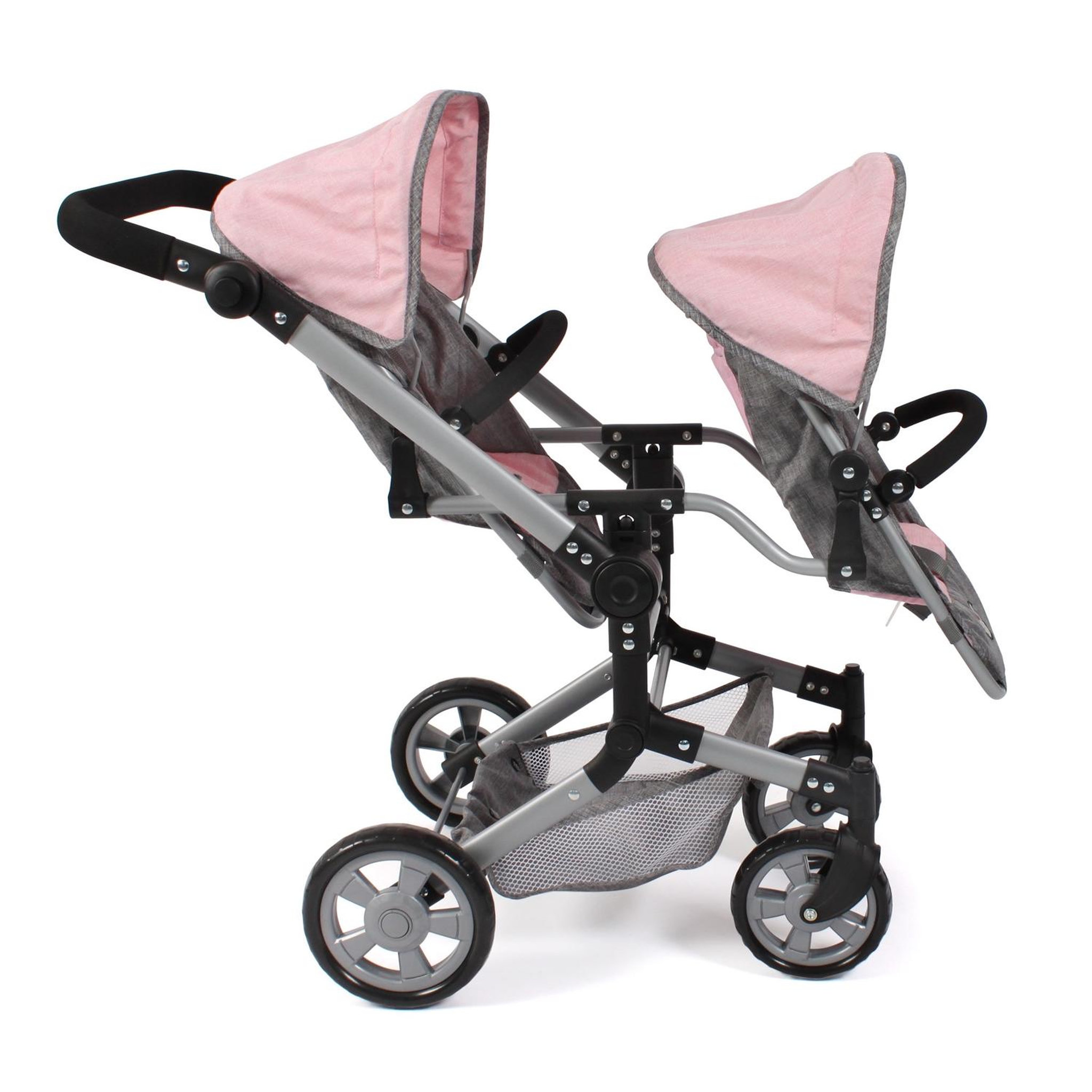 Voir la diapositive 2 : BAYER CHIC 2000 Poussette de poupée Linus Duo Mélange gris-rose