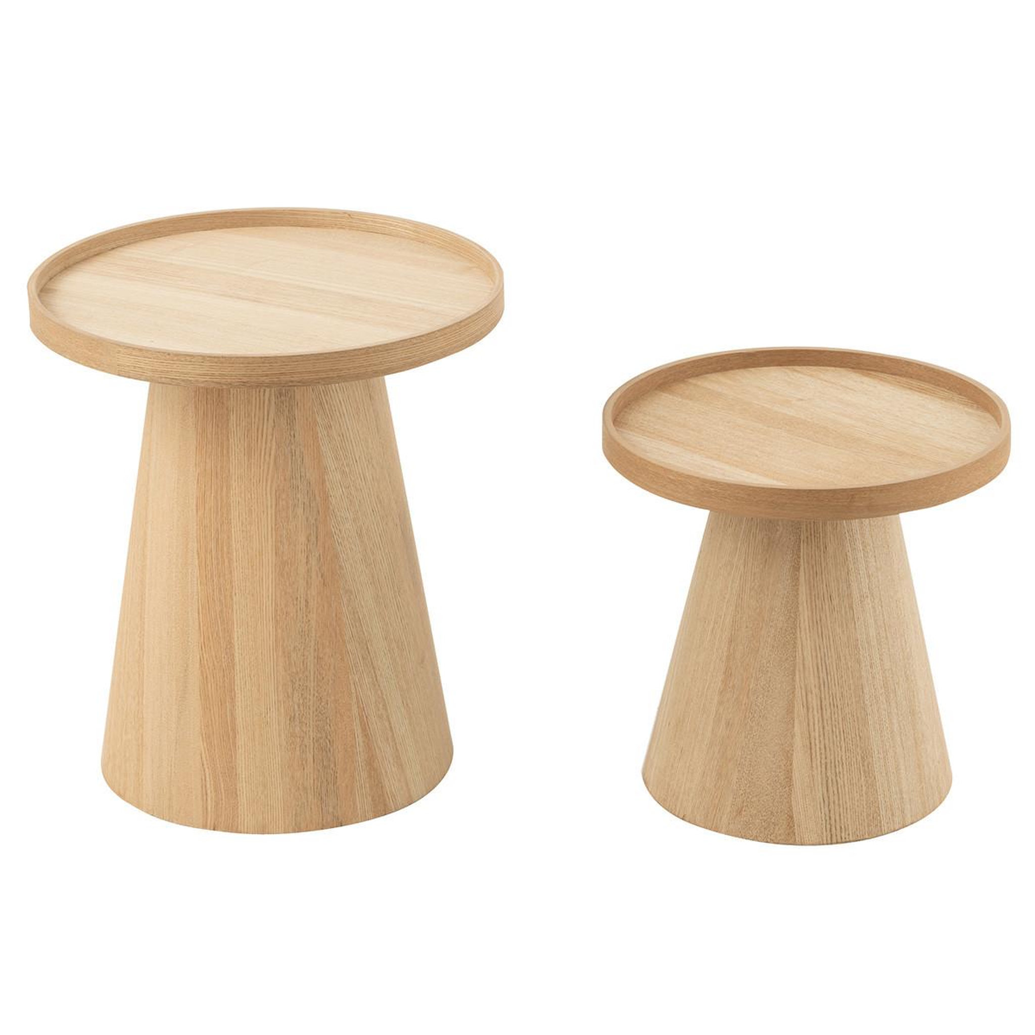 Voir la diapositive 2 : J-LINE Lot de 2 tables d'appoint  rebord  50cm naturel
