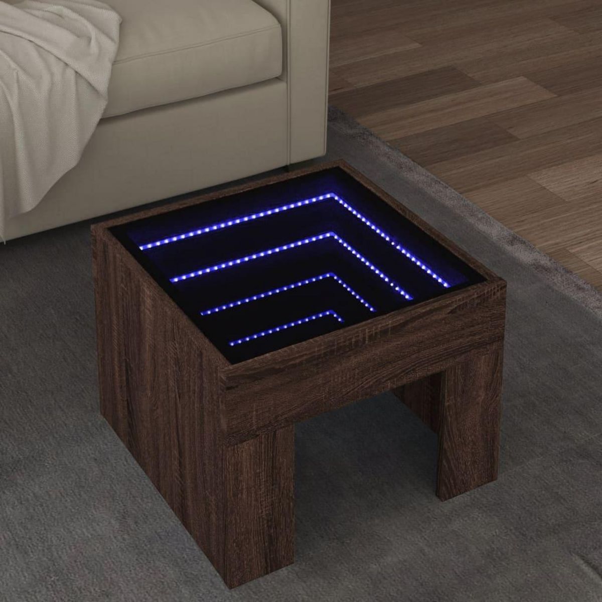 VIDAXL Table basse avec LED infini chene marron 40x40x30 cm