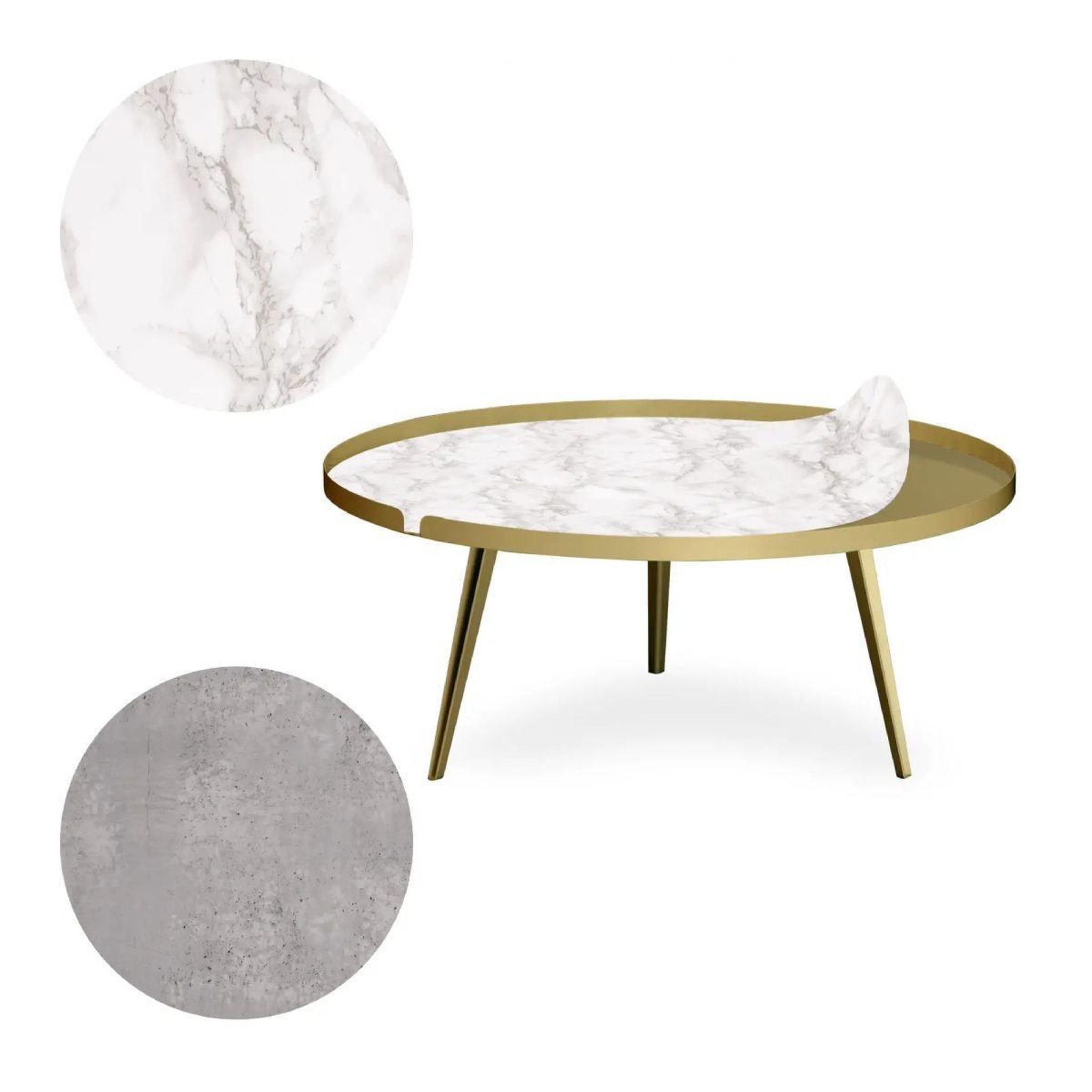 Voir la diapositive 1 : Paris Prix Table basse à rebord 2 covers  texture  90cm or