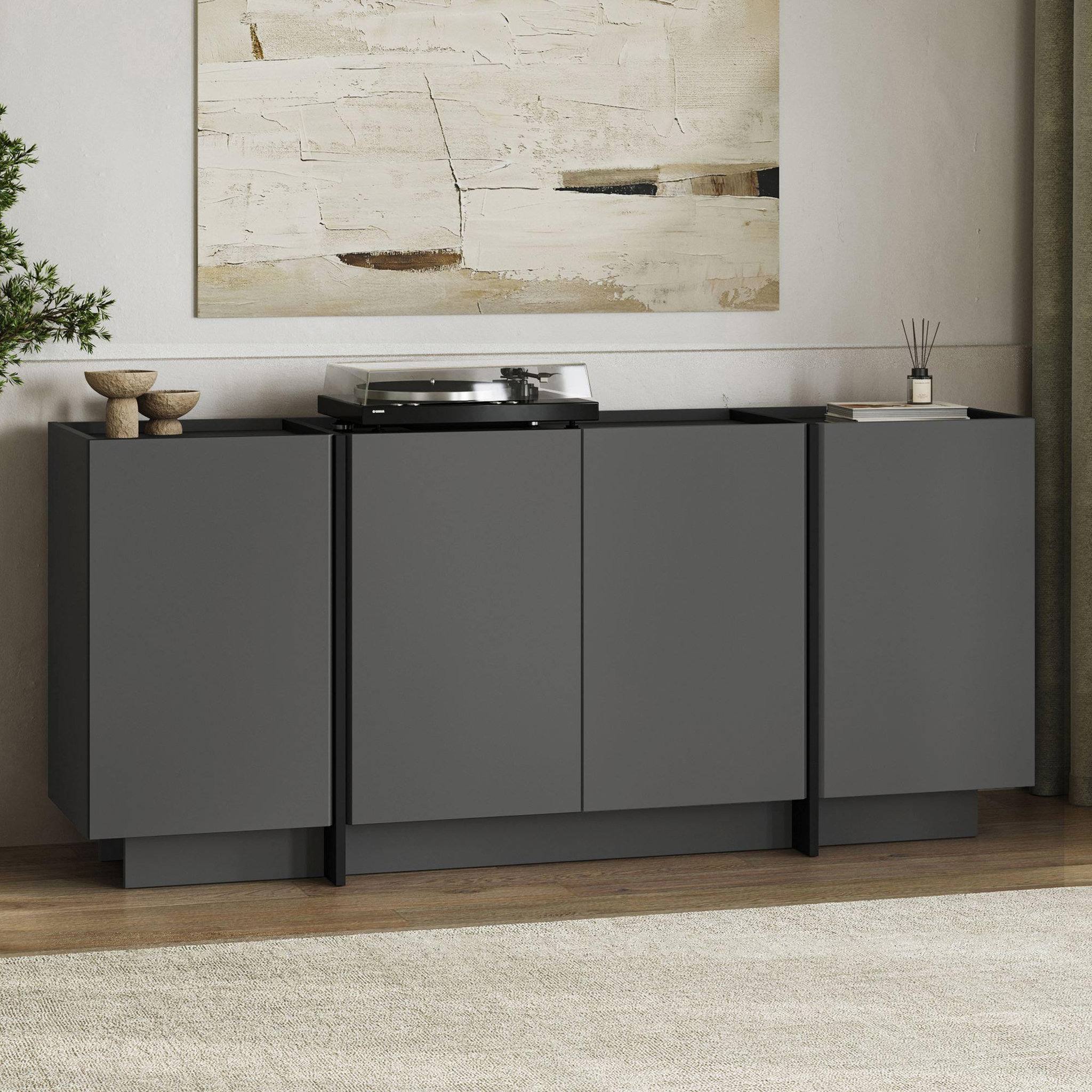 Voir la diapositive 2 : Habitat et Jardin Buffet en bois  dorma  - 180 x 45 x 80 cm - anthracite / noir