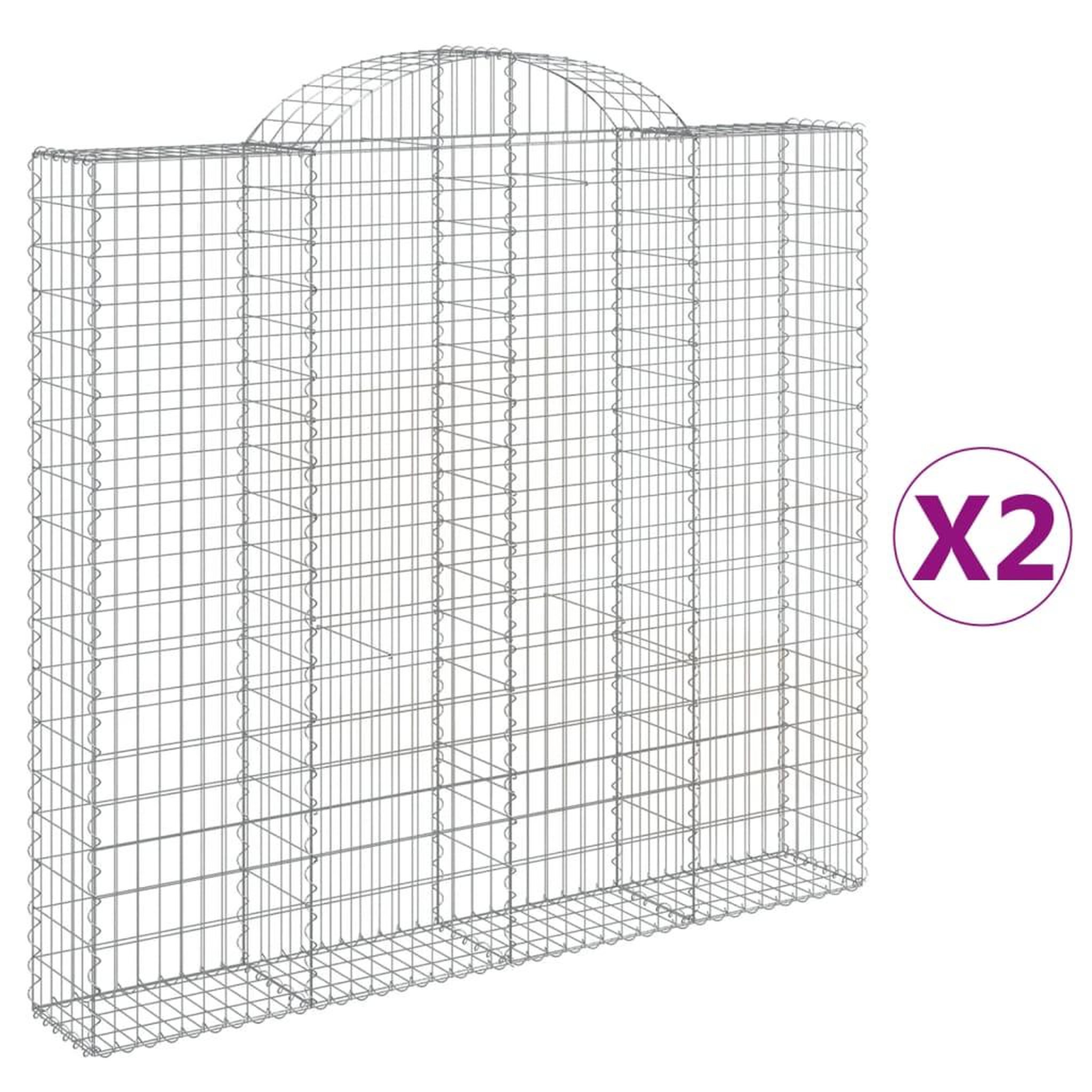 Voir la diapositive 2 : VIDAXL Paniers a gabions arques 2 pcs 200x30x180/200 cm Fer galvanise