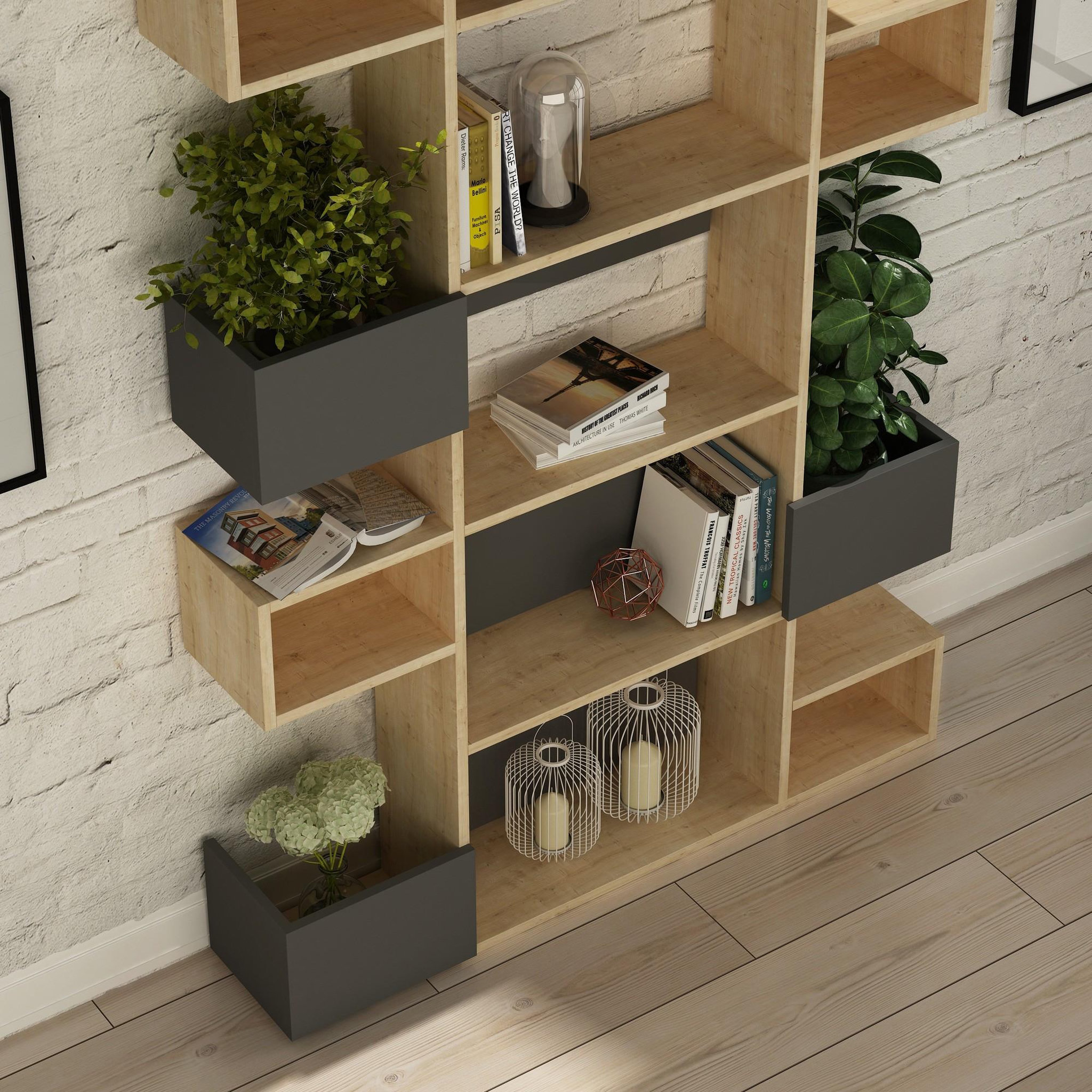 Voir la diapositive 3 : Habitat et Jardin Bibliothèque en bois  Niho  120 x 27 x 171 cm - Chêne