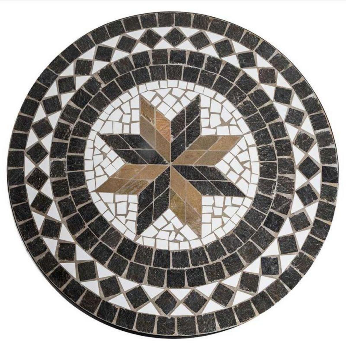  Table de Repas Ronde Mosaïque  Kipos  90cm Noir